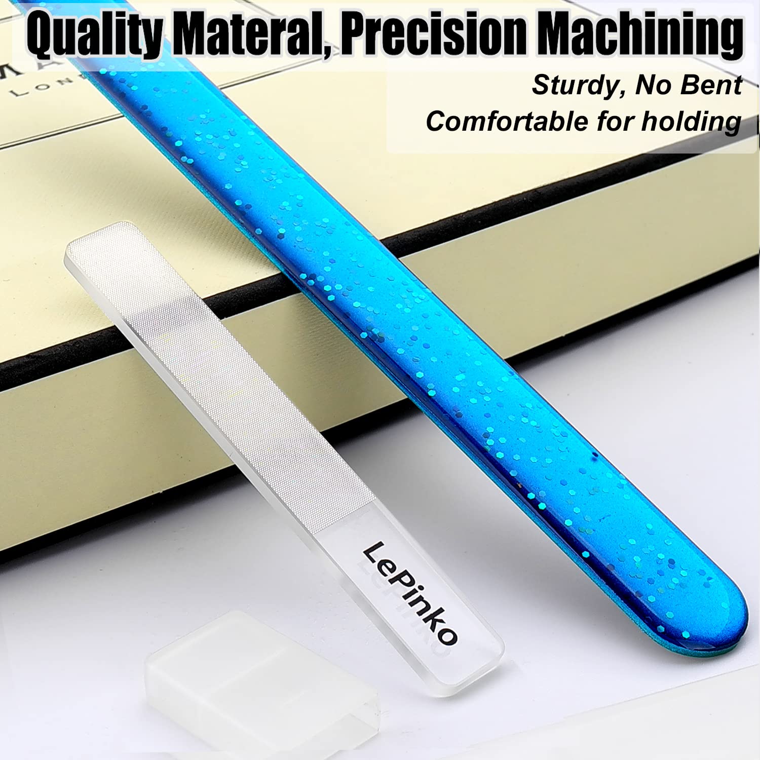 Premium Diamond Nail File & Crystal Nail Shiner Set - Stainless Steel Nail File with Nano Glass Buffer, Metal Sapphire File & Nail Polisher - Professional Manicure Pedicure Kit for Salon, Home & Travel - Perfect for DIY Nail Care, Gifts & On-the-Go Beauty
