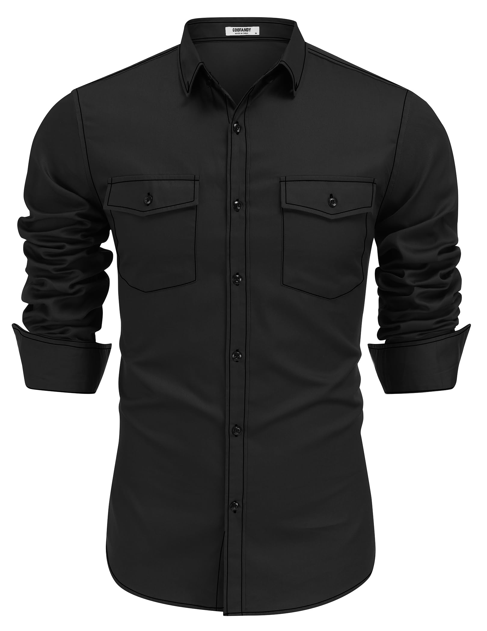 COOFANDY Men's Western Cowboy Shirts - 100% Cotton Long Sleeve Button Down Shirt with Two Front Pockets & Embroidered Design | Perfect for Rodeo, Country Music Festivals & Western Style Outfits