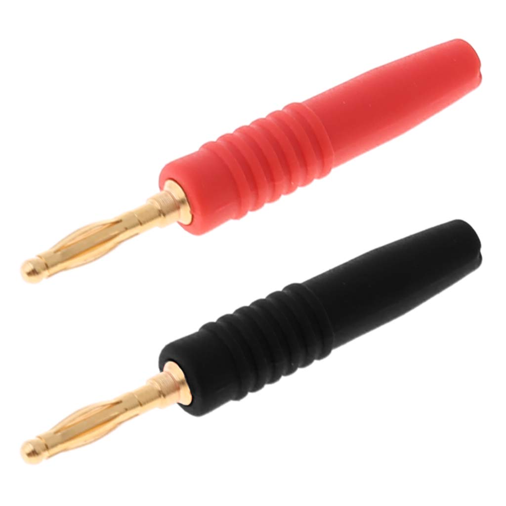 10pcs 2mm Solder Type Male Banana Plug Connectors - Red & Black Speaker Wire Terminals for Audio Equipment, Guitar Amps, and Home Theater Systems