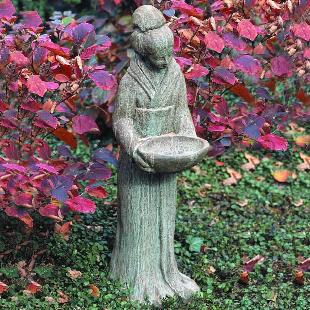 Campania International Oriental Maiden with Bowl - Elegant Asian-Inspired Garden Statue for Outdoor Decor, Patio & Zen Landscaping