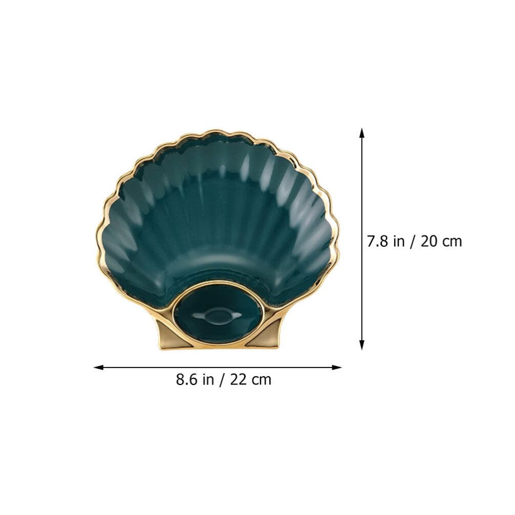DOITOOL Ceramic Sushi Plate with Sauce Compartment - Seashell Shaped Japanese Sushi Serving Dish for Sushi, Dumplings & Snacks - Elegant Home & Kitchen Dinnerware (Green) | Perfect for Parties, Restaurants & Asian Cuisine Lovers