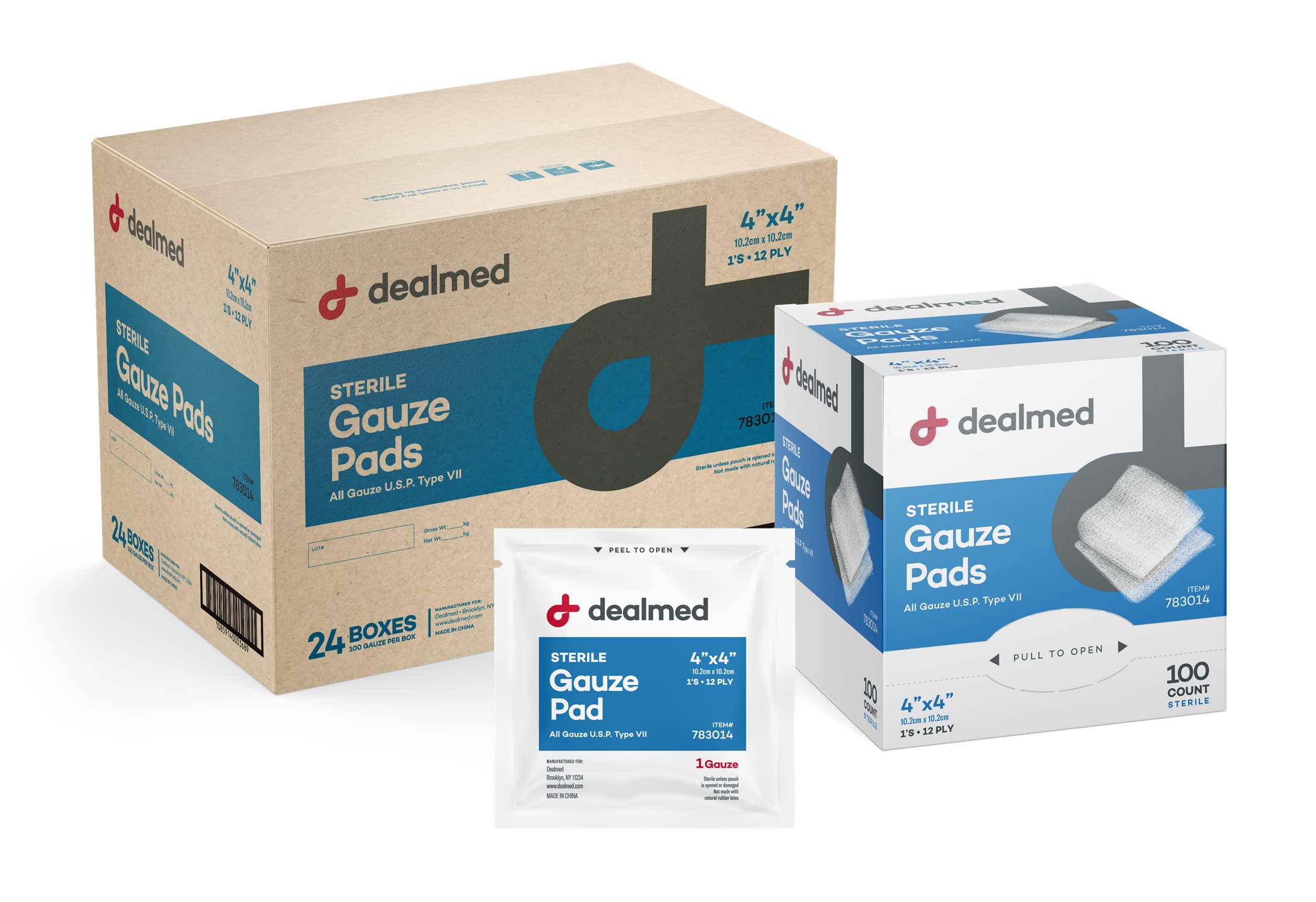 Dealmed 4x4 Inch Sterile Gauze Pads - 100 Count Individually Wrapped Wound Dressing for First Aid, Burns & Cuts | Medical Grade Non-Woven Gauze for Hospitals, Clinics & Home First Aid Kits (Pack of 12 Boxes) - Ideal for Emergency Care, Post-Surgical Wound Dressing & Daily First Aid Needs