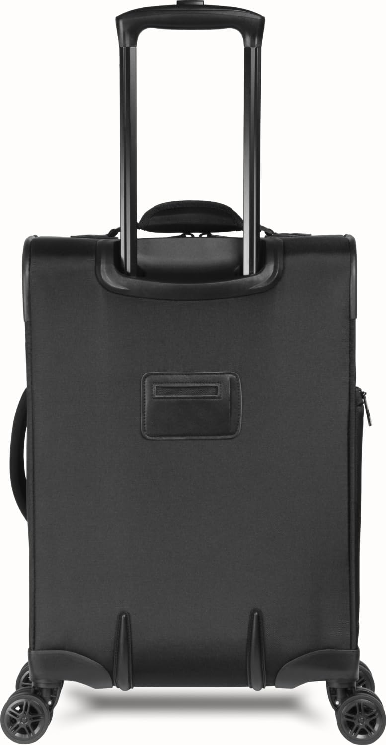 WallyBags Expandable Spinner Carry-On Luggage 20-Inch with Padded Laptop & Electronics Pockets - Black | Perfect for Business Travel & Airplane Cabin Use