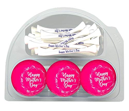 Personalized Mother's Day Golf Gift Set - 3 Custom Imprinted Golf Balls & 20 Premium Tees - Perfect Golf Accessories for Mom, Women Golfers & Birthday Gifts