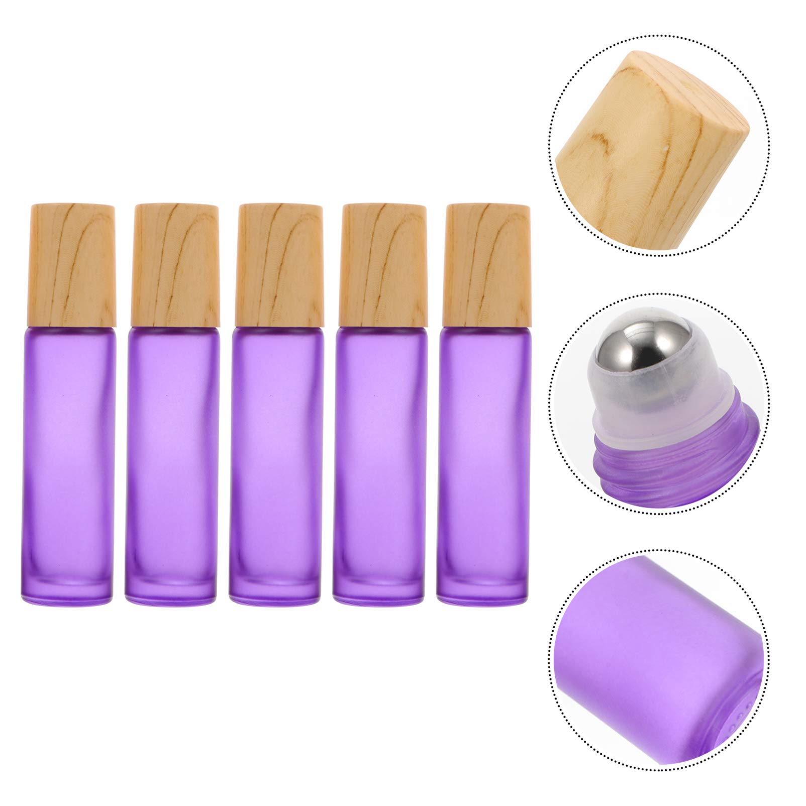 Lurrose 5 Pack 10ml Glass Roll-On Perfume Bottles - Essential Oil Roller Bottles, Leak Proof Travel Containers for Fragrance, Aromatherapy & DIY Liquids (Purple) - Perfect for Travel, Gifts & Home Use