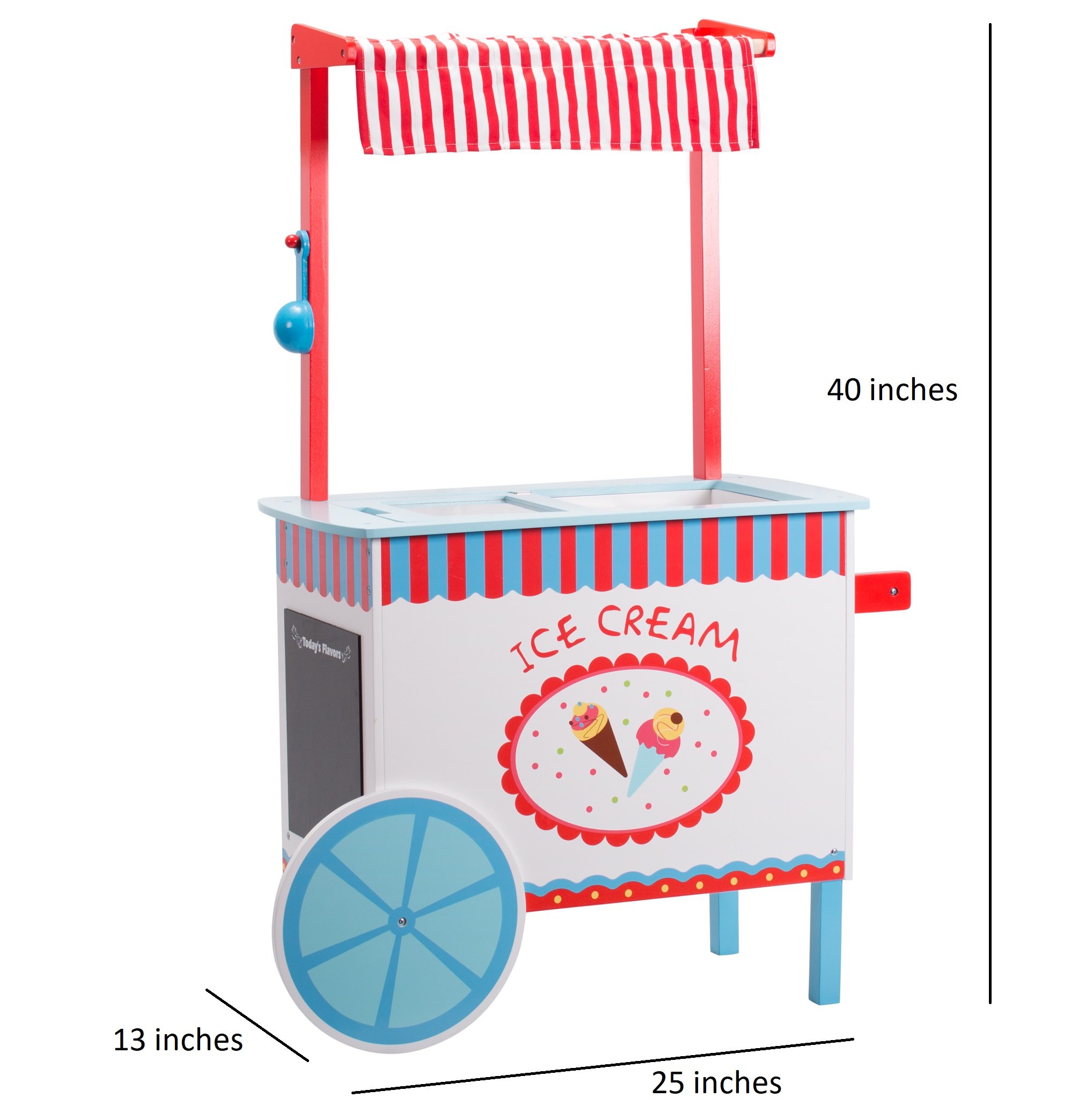 Premium Wooden Ice Cream Cart Pretend Play Set for Kids - 33+ Realistic Accessories, Money Box, Chalkboard & Ice Cream Truck - Popsicles & Cones with Unique Flavors - Role Play Gift for Boys & Girls - Perfect for Birthday Parties, Classroom Activities & Imaginative Play