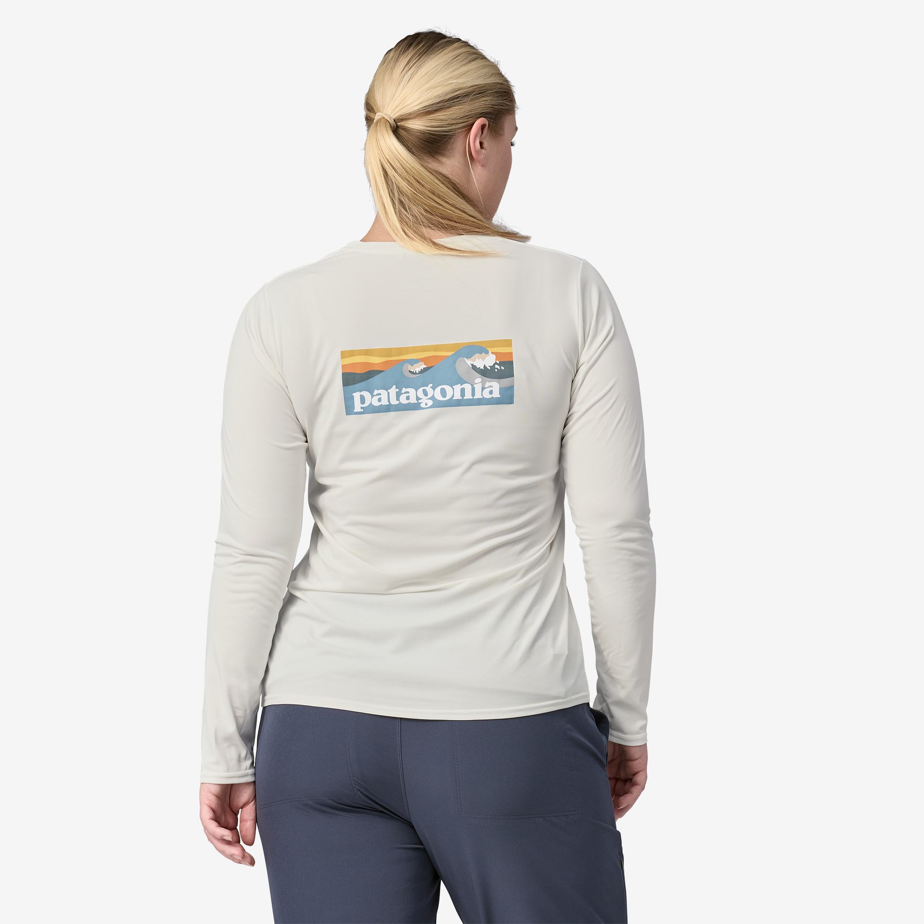 Women's Long Sleeve Capilene® Cool Daily Graphic T-Shirt - Moisture Wicking, UV Protection & Breathable for Hiking, Yoga & Outdoor Activities