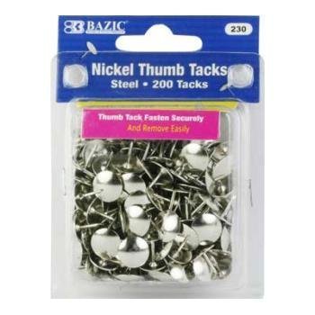 Bazic Nickel Silver Thumb Tacks 144 Pack - Premium Office Push Pins for Bulletin Boards, Cork Boards & DIY Projects - SKU# 311307MA