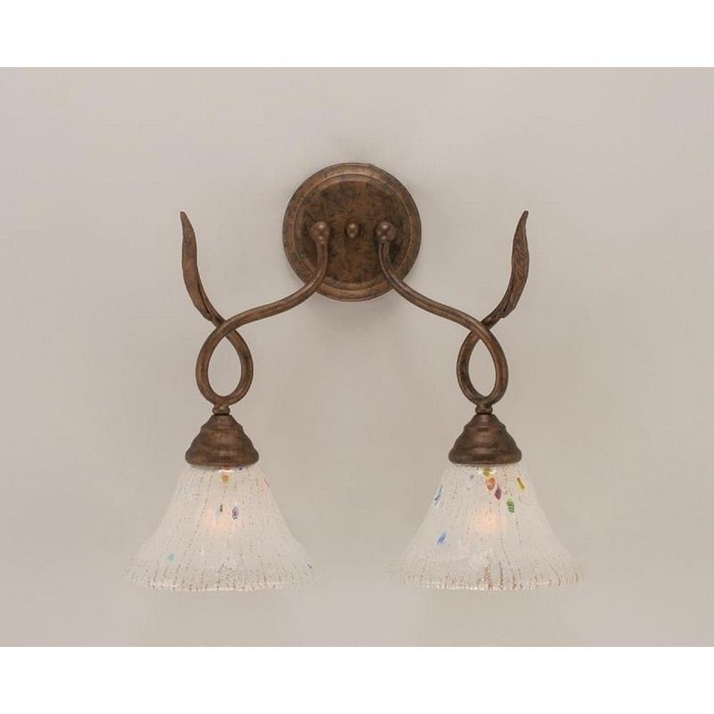 Toltec Lighting Leaf 2 Light Wall Sconce in Bronze - Modern Rustic Wall Light Fixture for Bedroom, Living Room & Hallway (110-BRZ-751)