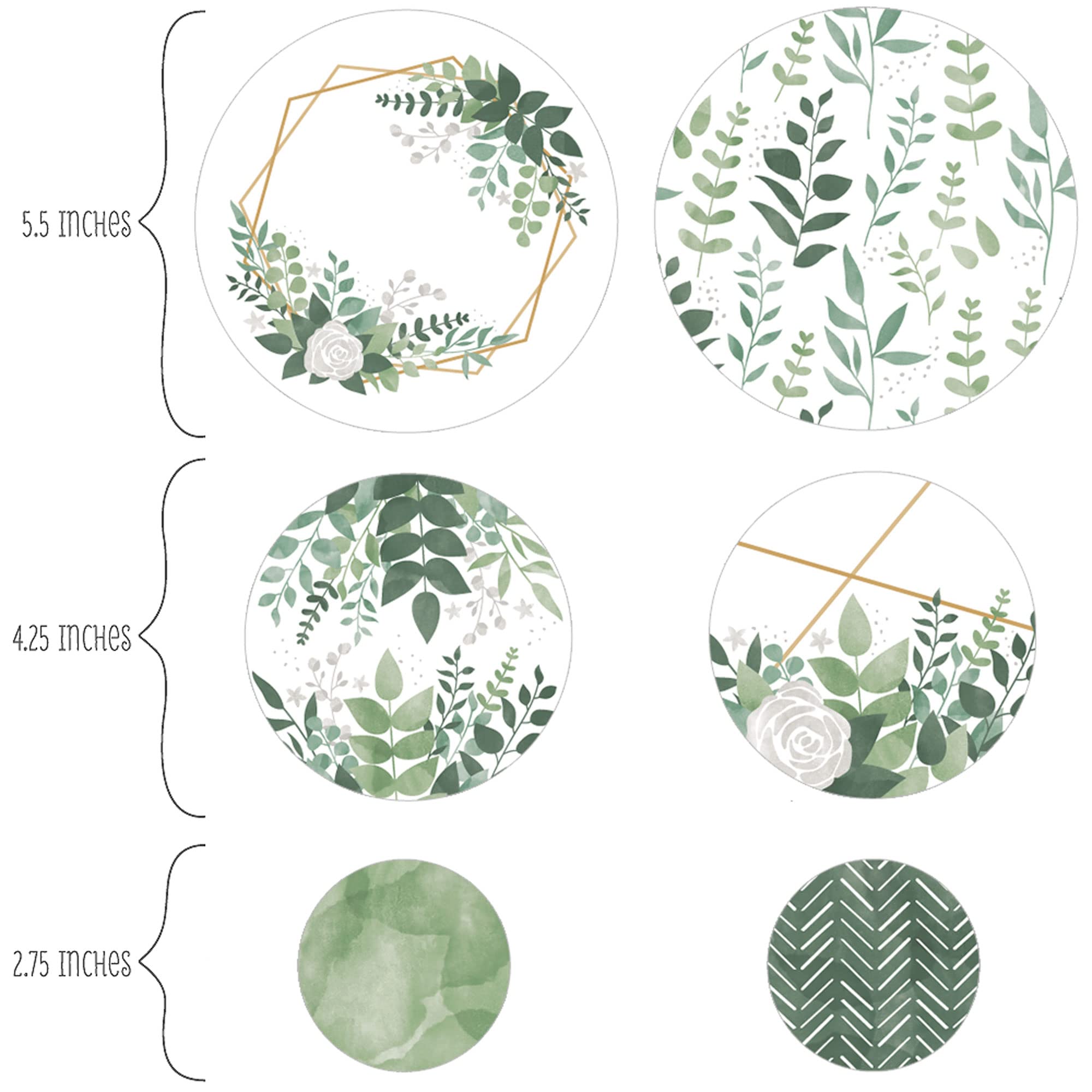 Boho Botanical Greenery Party Giant Circle Confetti - 27 Count Large Eco-Friendly Paper Confetti for Wedding, Baby Shower & Birthday Party Decorations