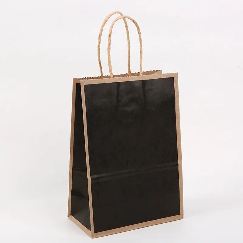 SATYAM KRAFT 6-Pack Black Paper Gift Bags with Handles (27x21cm) - Perfect for Valentine's Day, Weddings, Birthdays & Party Favors | Eco-Friendly Goodie Bags for Return Gifts & Seasonal Greetings