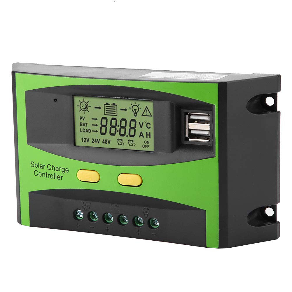 12V/24V PWM Solar Charge Controller with LCD Display - Efficient Solar Panel Regulator for Home, RV, Boat & Off-Grid Power Systems