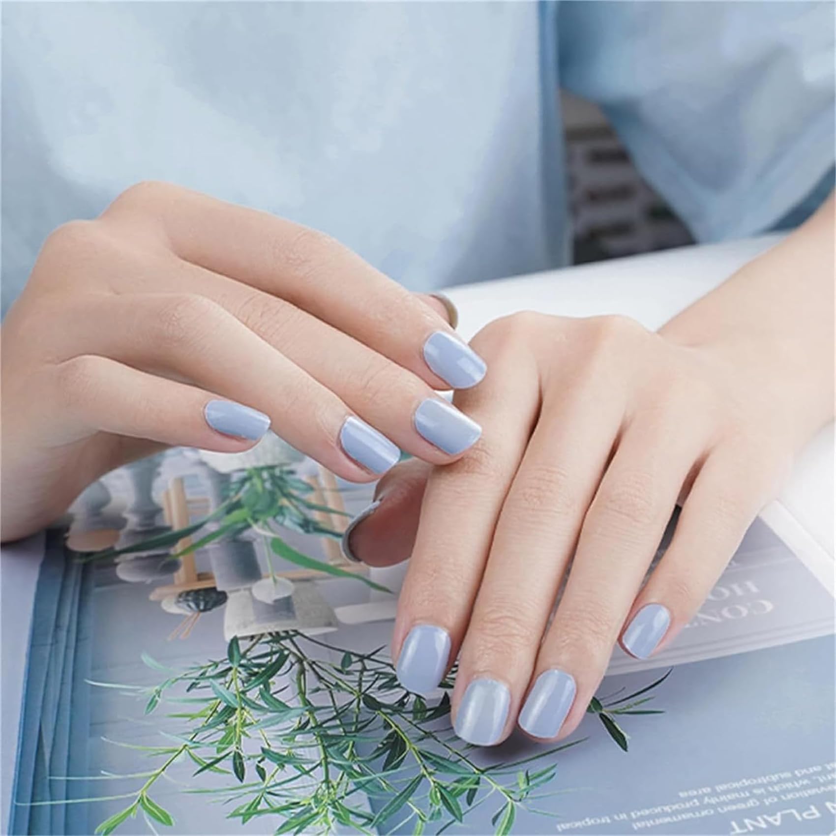 Wessiny UV Gel Nail Stickers Kit with LED Lamp - Semi-Cured Gel Nail Strips for DIY Manicure at Home, Salon-Quality Nail Art Starter Set (1 Clear Set) - Perfect for Parties, Weddings & Everyday Wear
