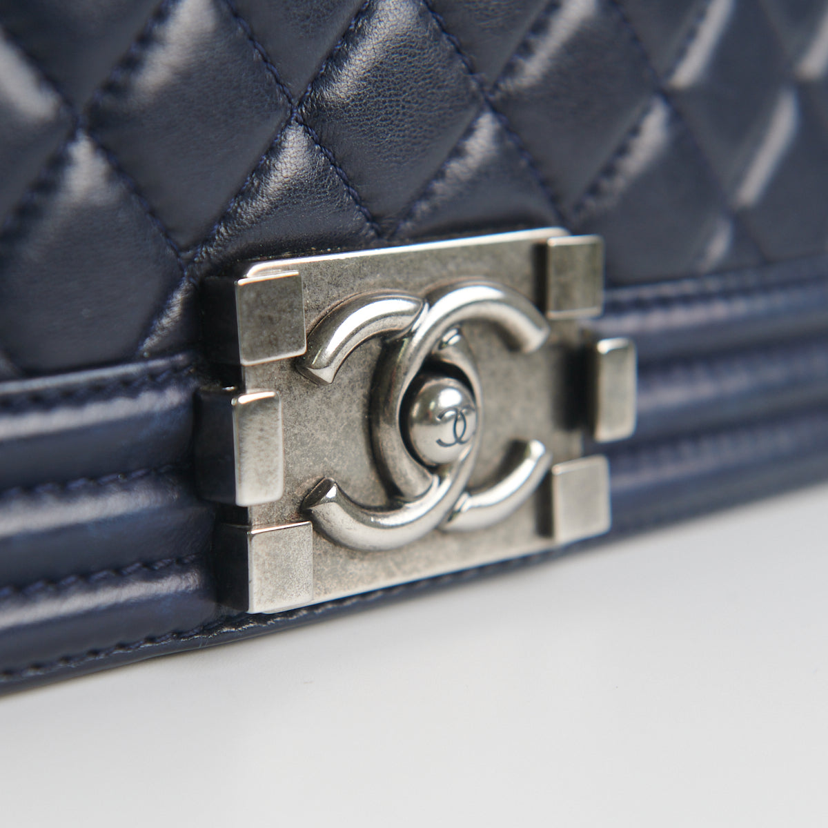 Chanel Boy Old Medium Lambskin Navy Blue Leather Shoulder Bag - Luxury Designer Handbag for Women, Perfect for Date Night & Evening Events