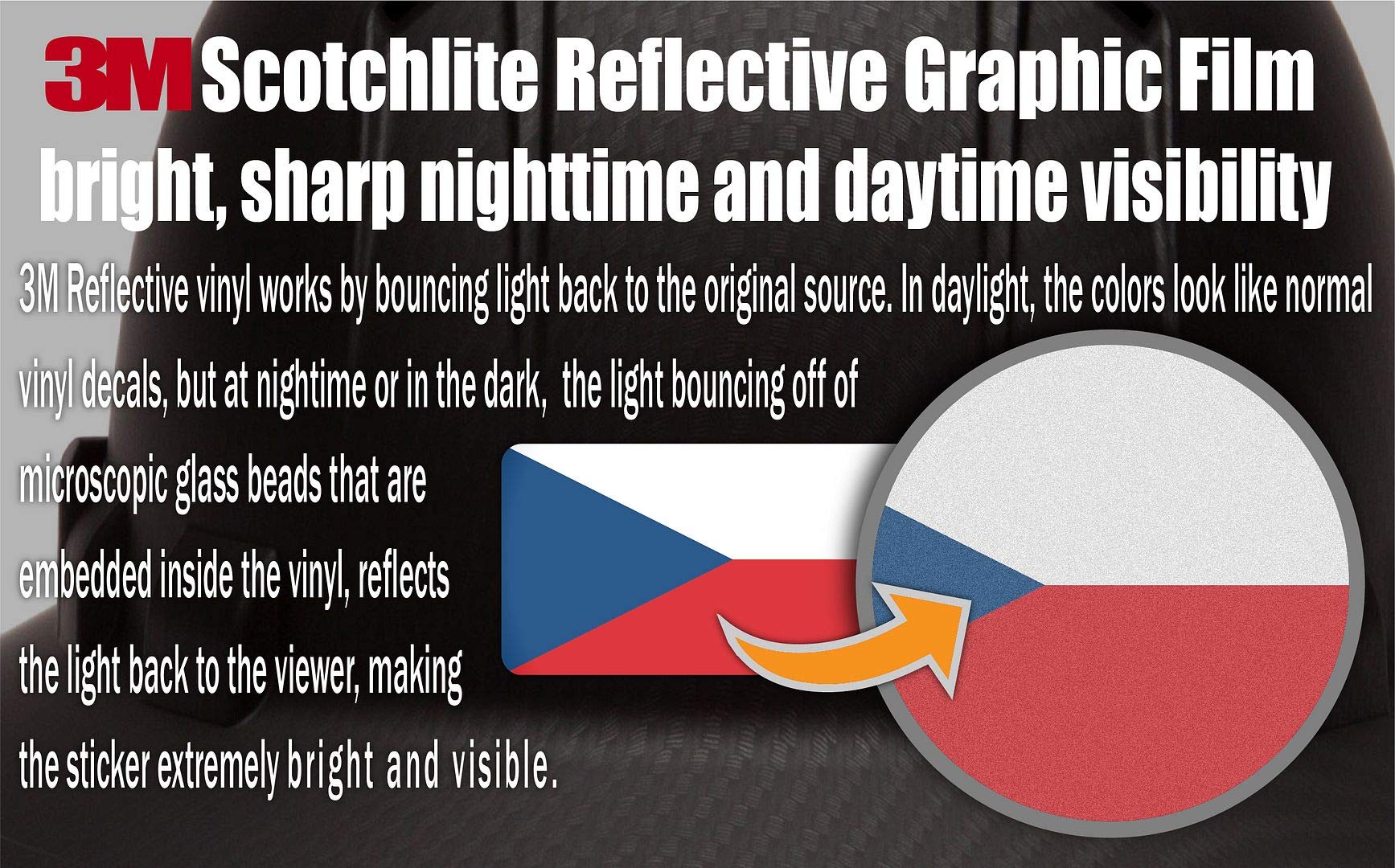 (x10) 3M Reflective Czechia and US Flag Stickers - High Visibility Safety Decals for Hard Hats, Laptops, Bikes & Toolboxes | Perfect for Night Safety, Work Gear Identification & Patriotic Decor
