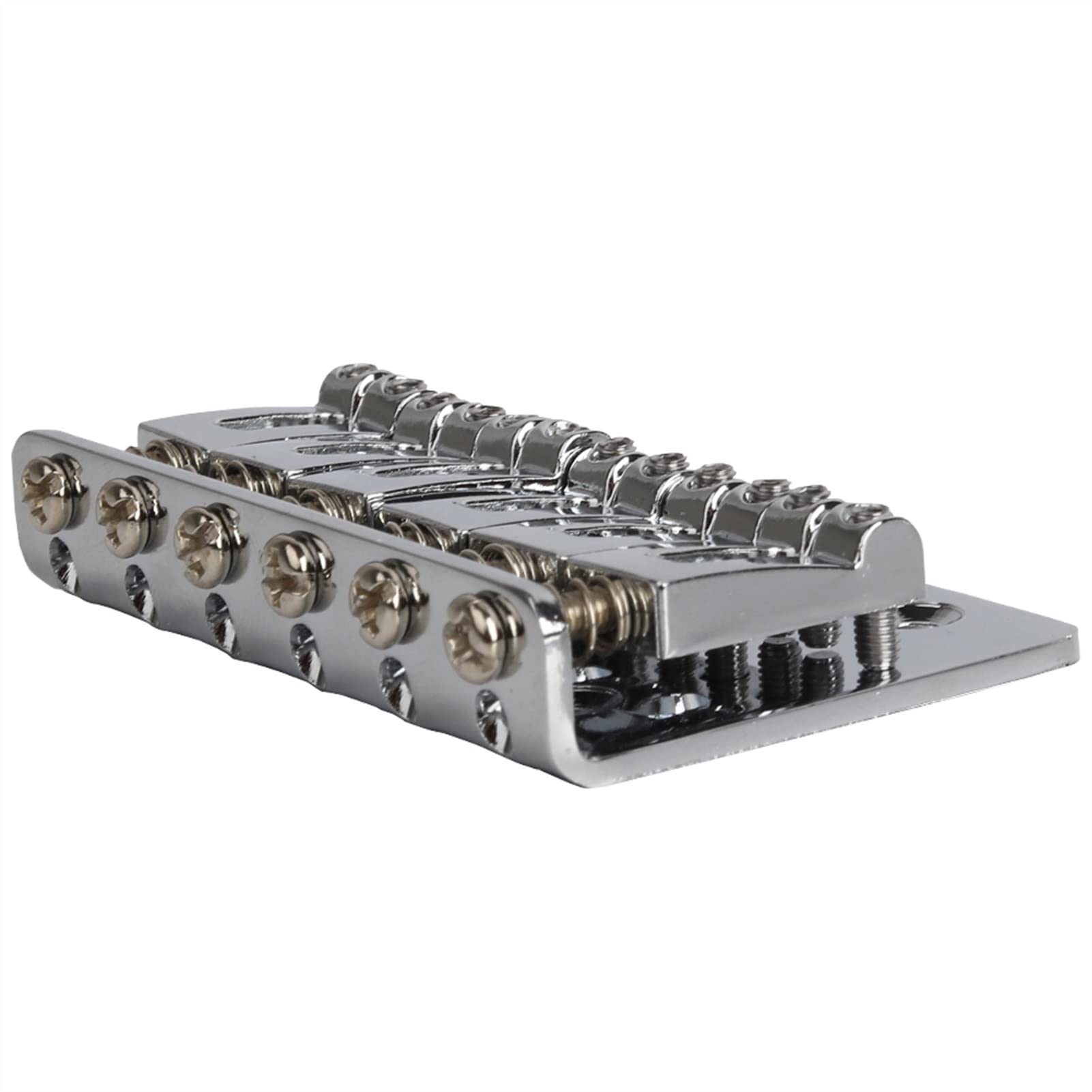6 String Metal Fixed Hardtail Guitar Bridge - Top Load Electric Guitar Saddle Tailpiece (Silver) | Perfect for Electric Guitar Upgrades & Repairs