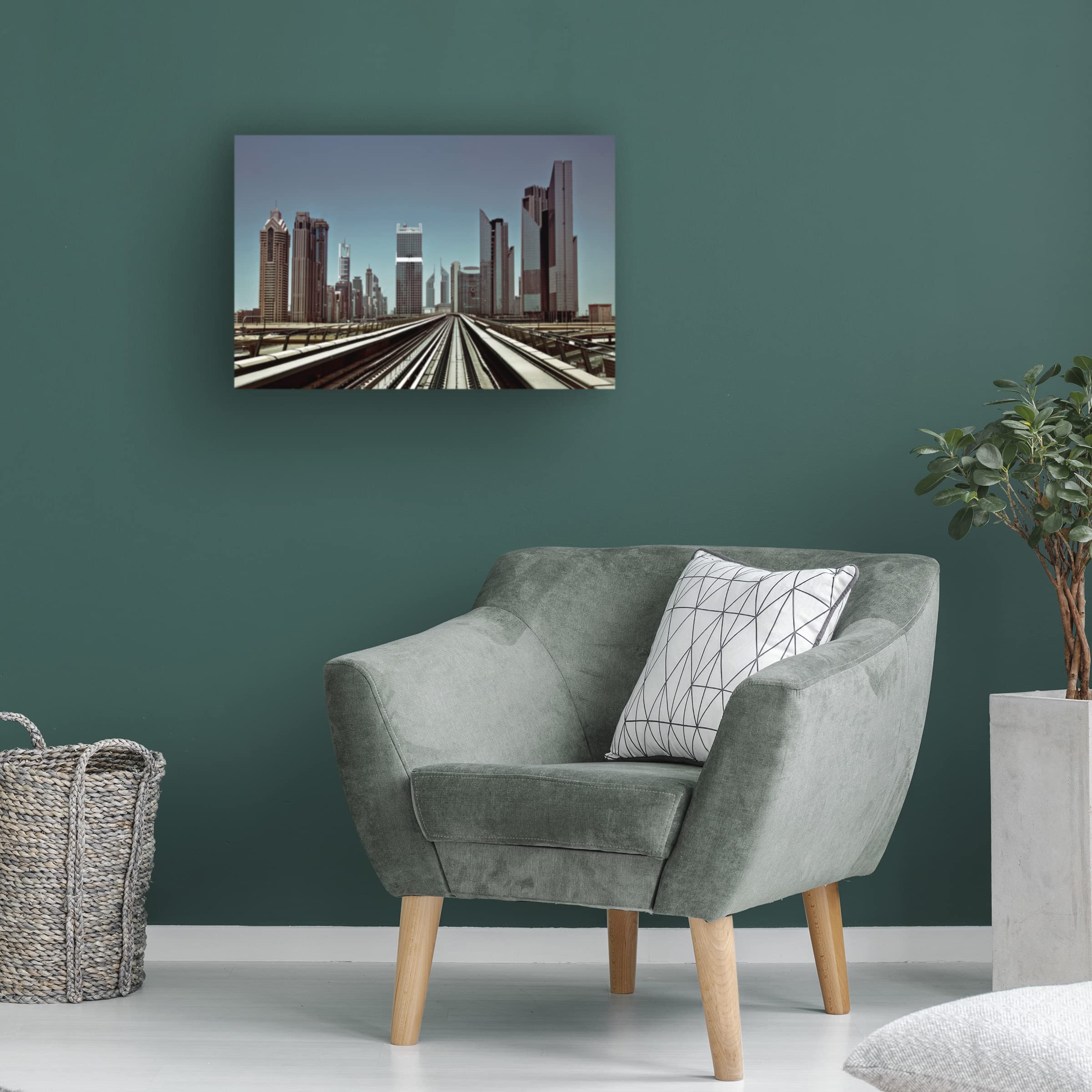 Trademark Fine Art 'Dubai Metro' Canvas Wall Art Print by Naufal - Modern Home & Office Decor for Living Room, Bedroom, or Workspace