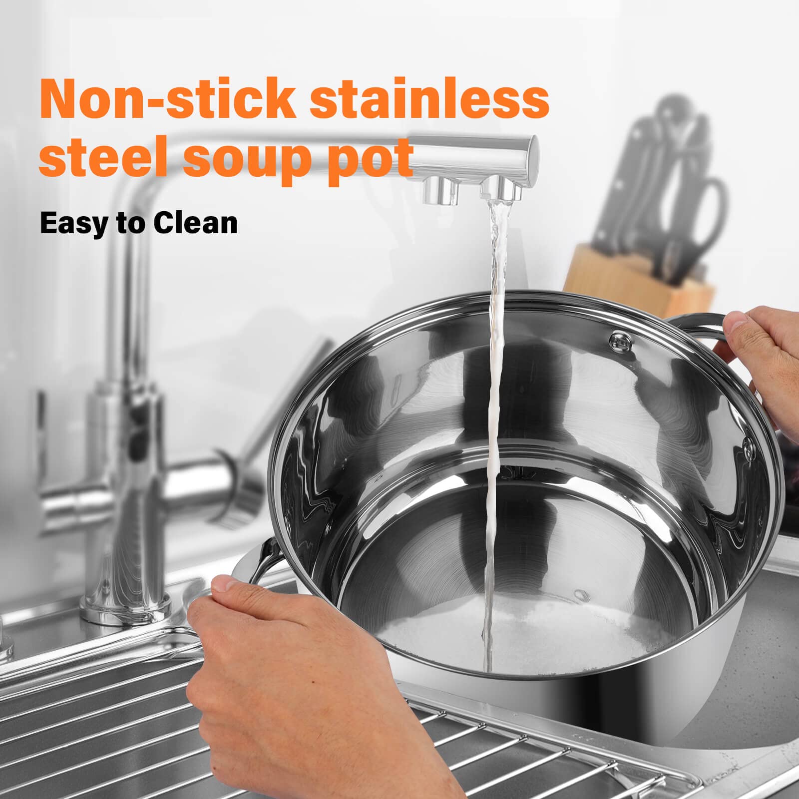 10 Quart Stainless Steel Stock Pot with Lid - Induction Compatible Soup & Cooking Pot for Home & Restaurant Use - Durable Cookware for Boiling, Stewing & Meal Prep