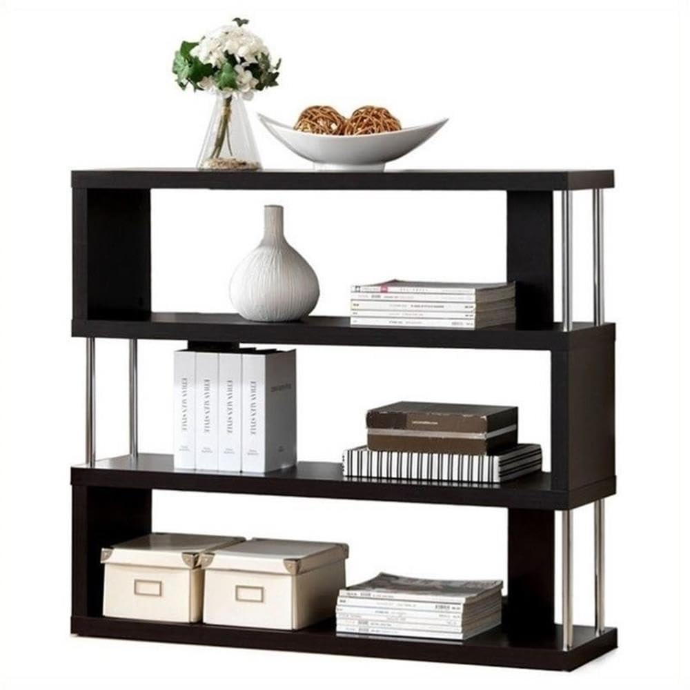 Allora 3-Tier Dark Brown Wooden Bookcase - Sturdy Bookshelf for Living Room, Bedroom, or Office Storage & Organization