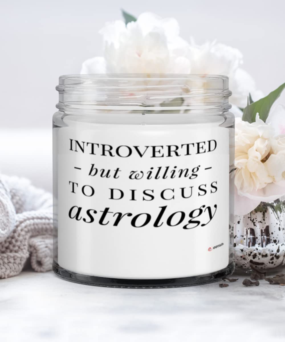 Funny Astrologer Candle - Introverted But Willing to Discuss Astrology | 9oz Vanilla Scented Soy Wax Candle for Home Decor, Zodiac Gifts & Relaxation | Perfect for Meditation, Birthday Presents & Cozy Nights