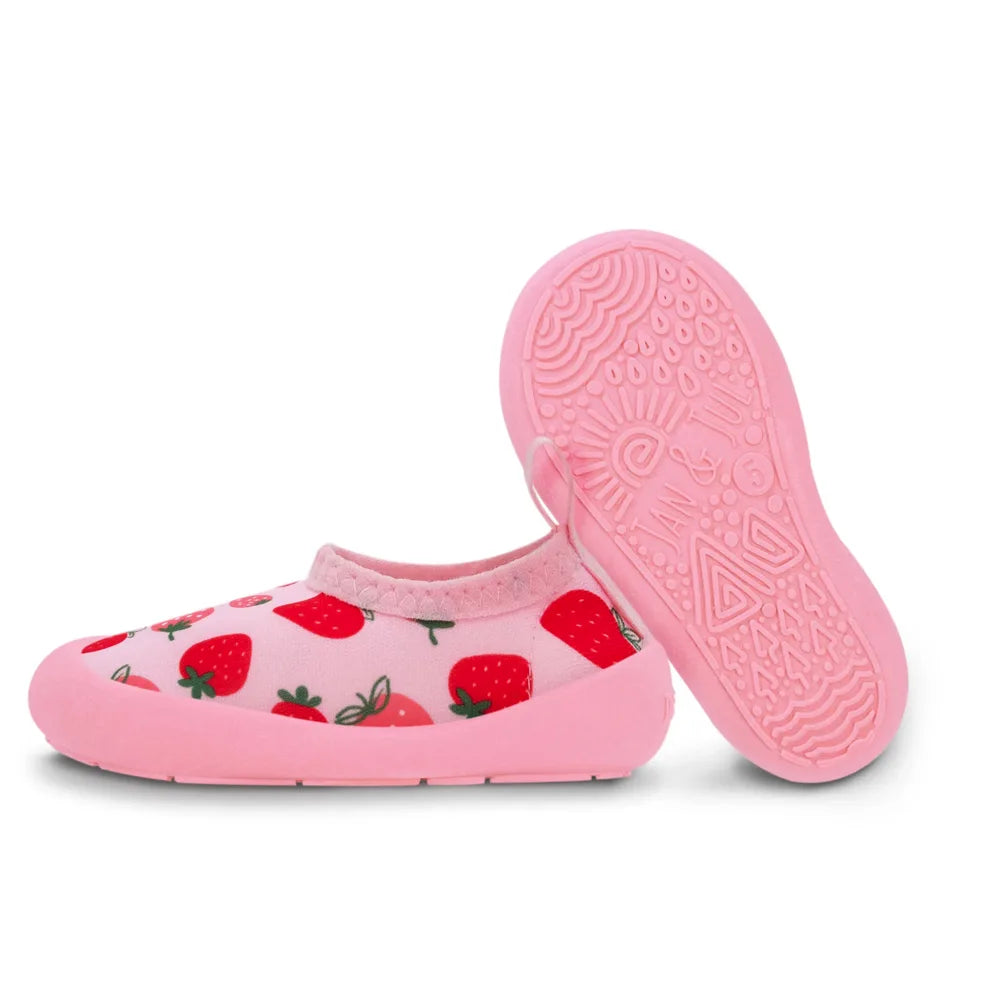 Jan & Jul Kids Water Shoes for Boys & Girls - Lightweight Quick-Dry Pink Strawberry Design - Perfect for Beach, Pool, and Outdoor Water Activities
