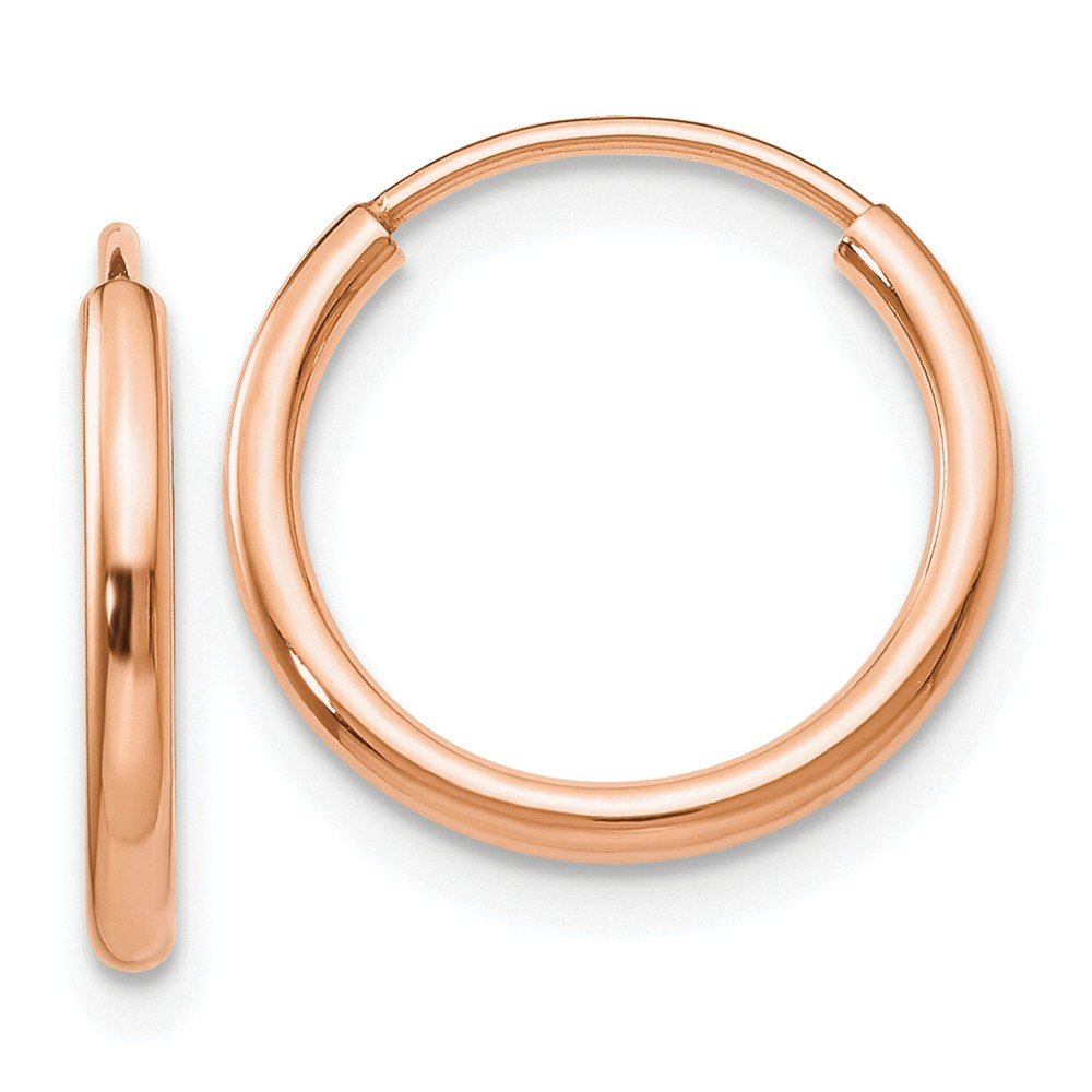 14K Rose Gold Polished Endless Tube Hoop Earrings for Women - Hypoallergenic Dainty Huggie Earrings for Everyday Wear | Perfect for Work, Date Night & Special Occasions