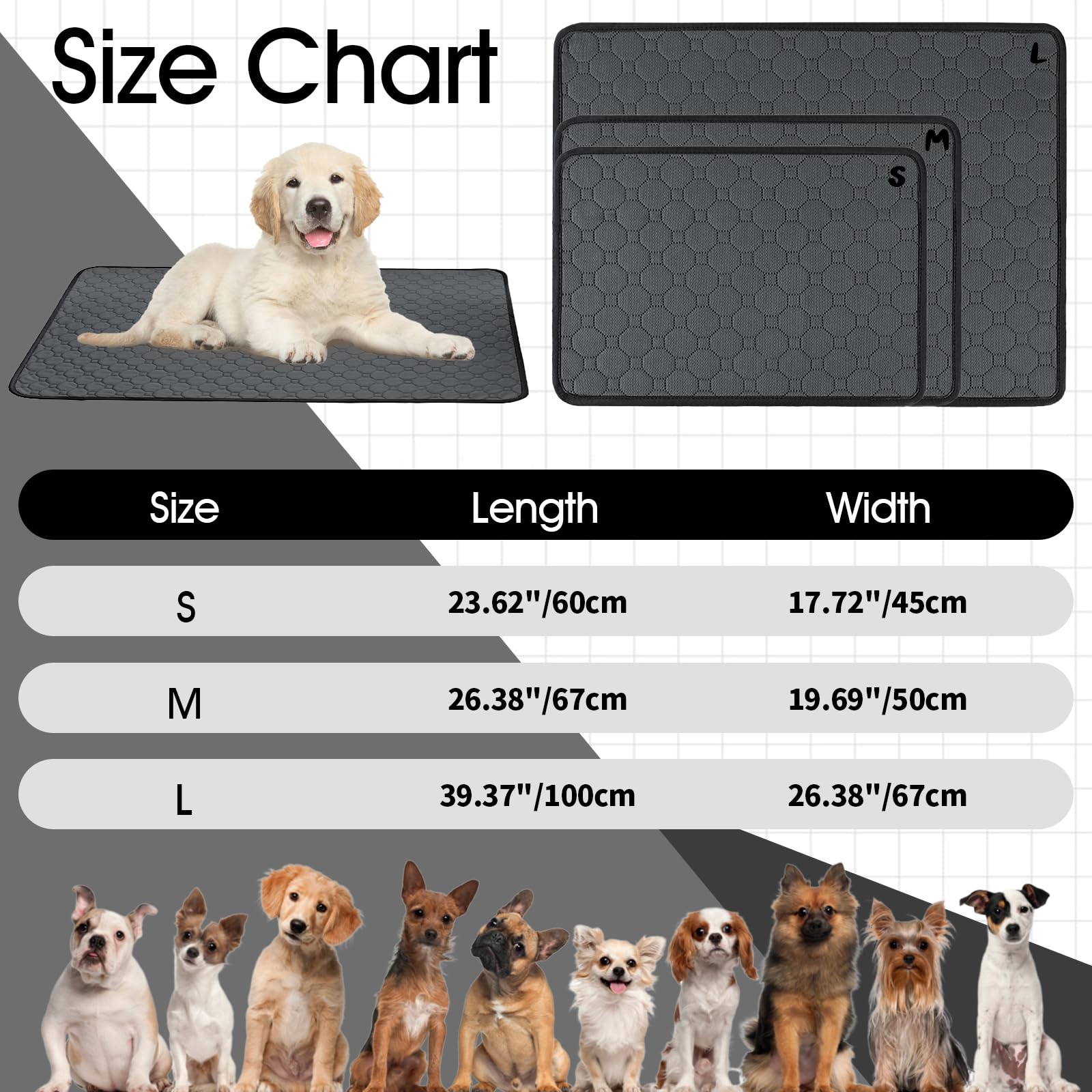 IDOMIK Reusable & Washable Dog Training Pads - Non-Slip Silicone Mat with Leak-Proof Tray for Puppy Potty Training | Indoor Kennel & Crate Protection | Perfect for Housebreaking, Travel & Floor Safety