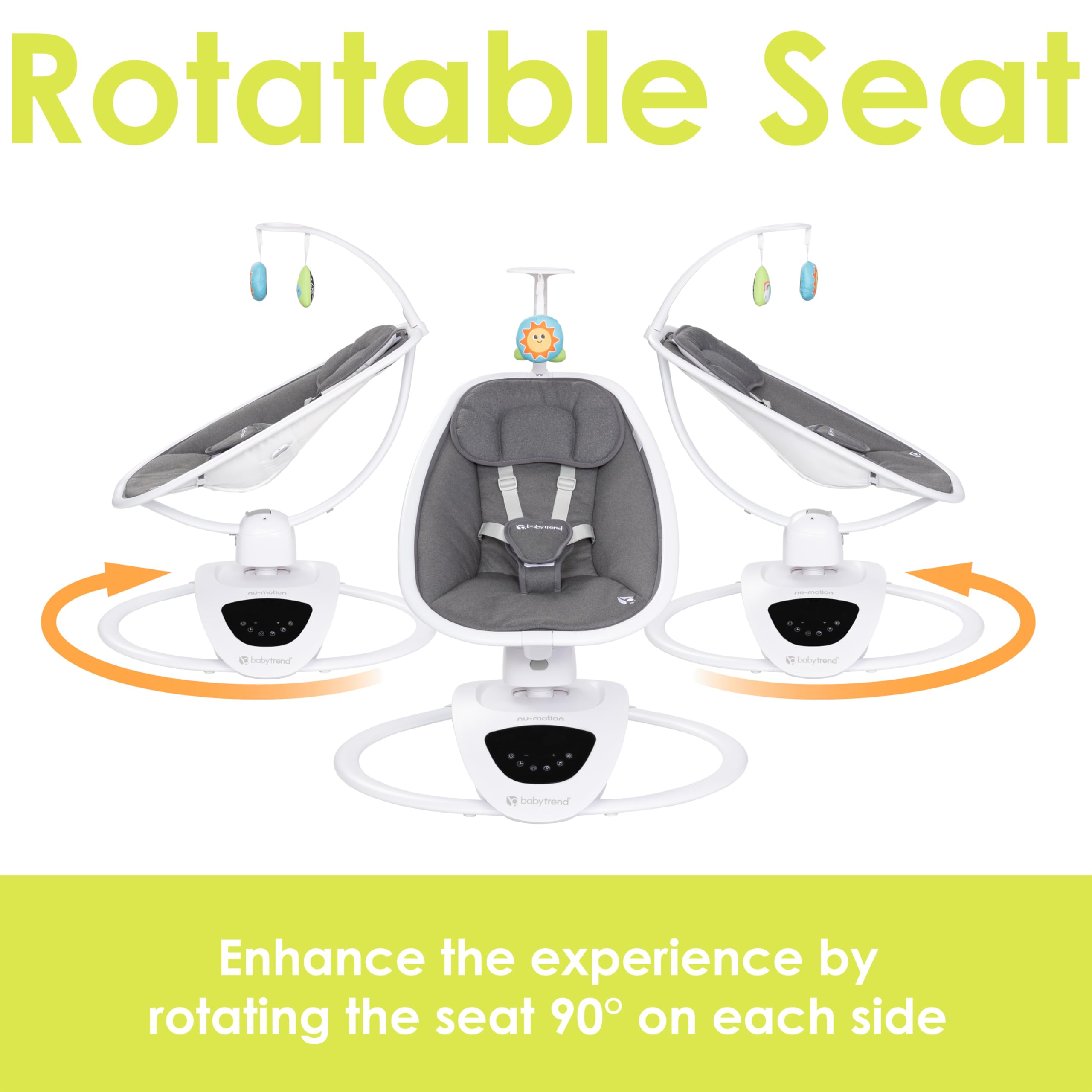 Baby Trend NuMotion Infinity Swing - Auto Gliding Baby Swing with 6 Speeds & Soothing Sounds, Dash Tan | Perfect for Newborns & Infants, Ideal for Nursery, Living Room & Travel