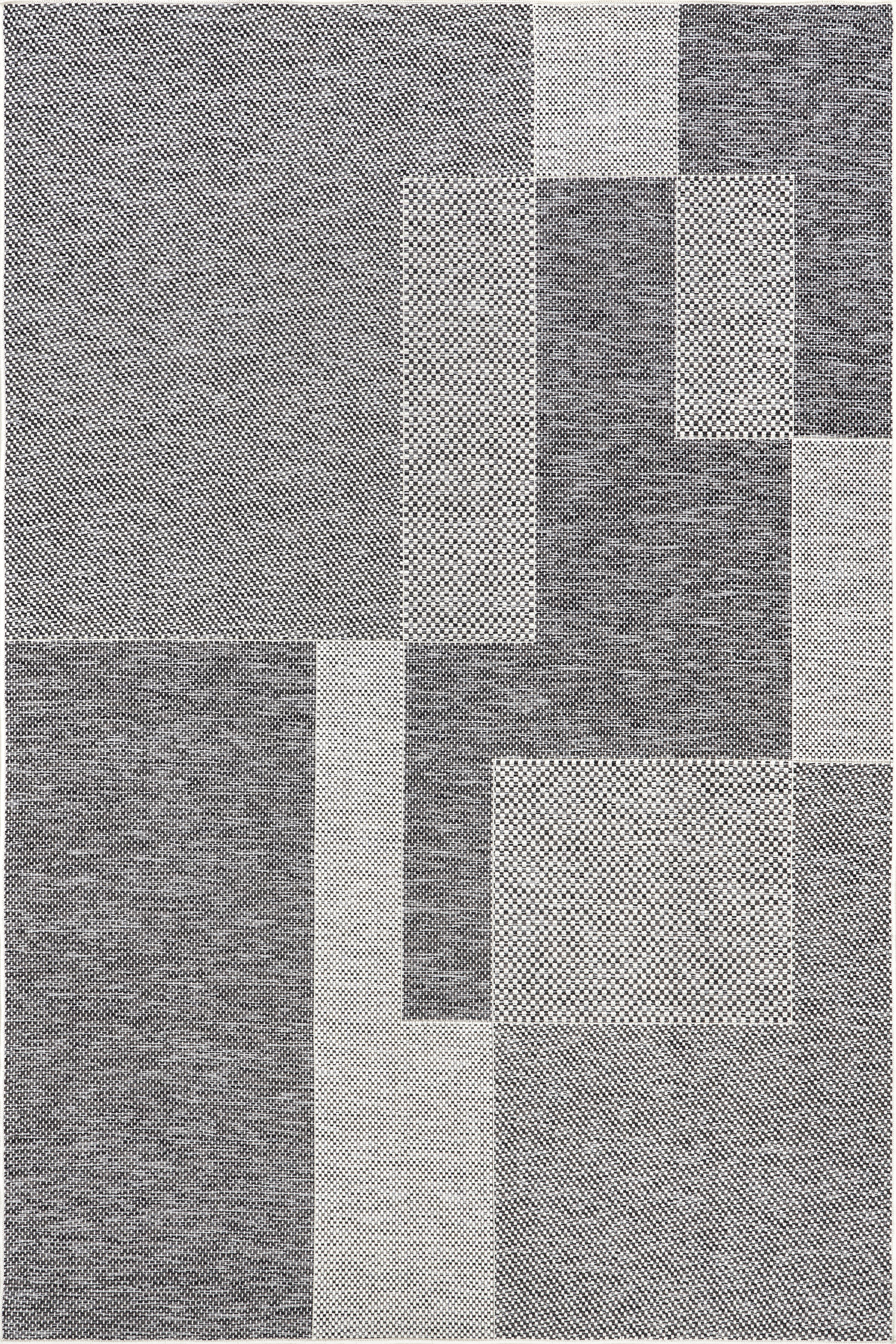 Abbye Layered Geometric Indoor/Outdoor Area Rug - Soft Modern Grey Carpet for Living Room, Bedroom, Patio & Deck Decor