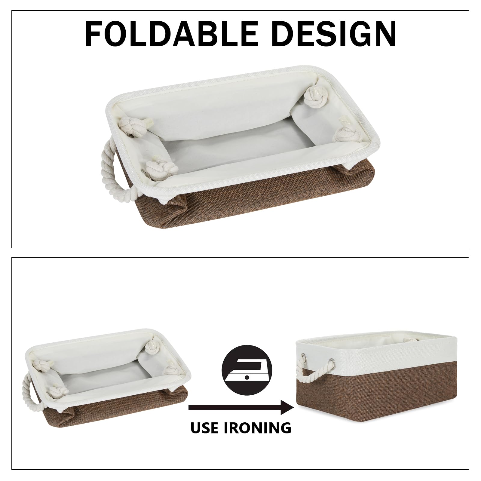 Bidtakay 6-Pack Collapsible Fabric Storage Baskets with Handles - 11.8
