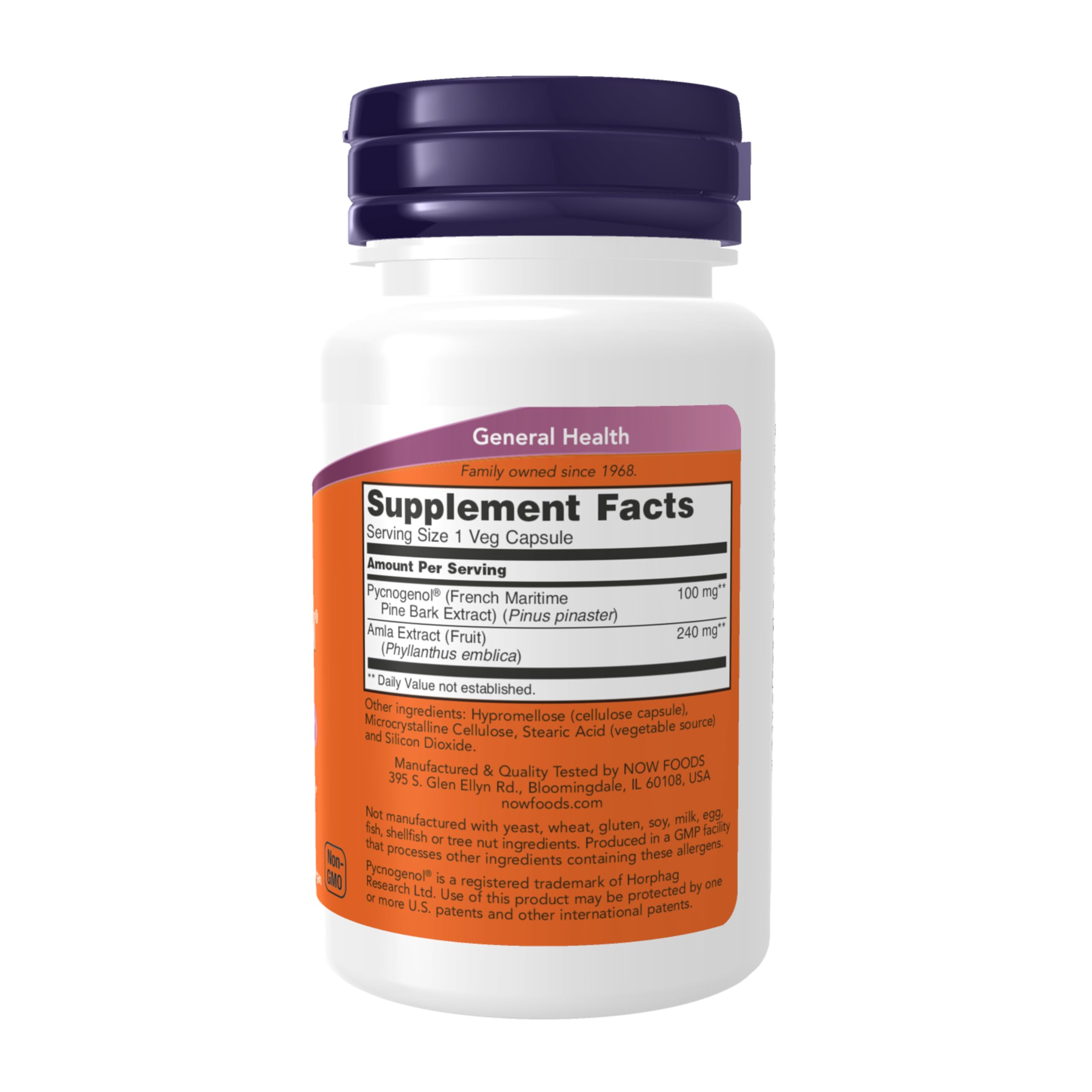 NOW Foods Pycnogenol 100mg with Amla - French Maritime Pine Bark Extract & Antioxidant Supplement - 60 Vegan Capsules for Immune Support, Skin Health & Cardiovascular Wellness - Perfect for Daily Wellness Routine & Anti-Aging Care