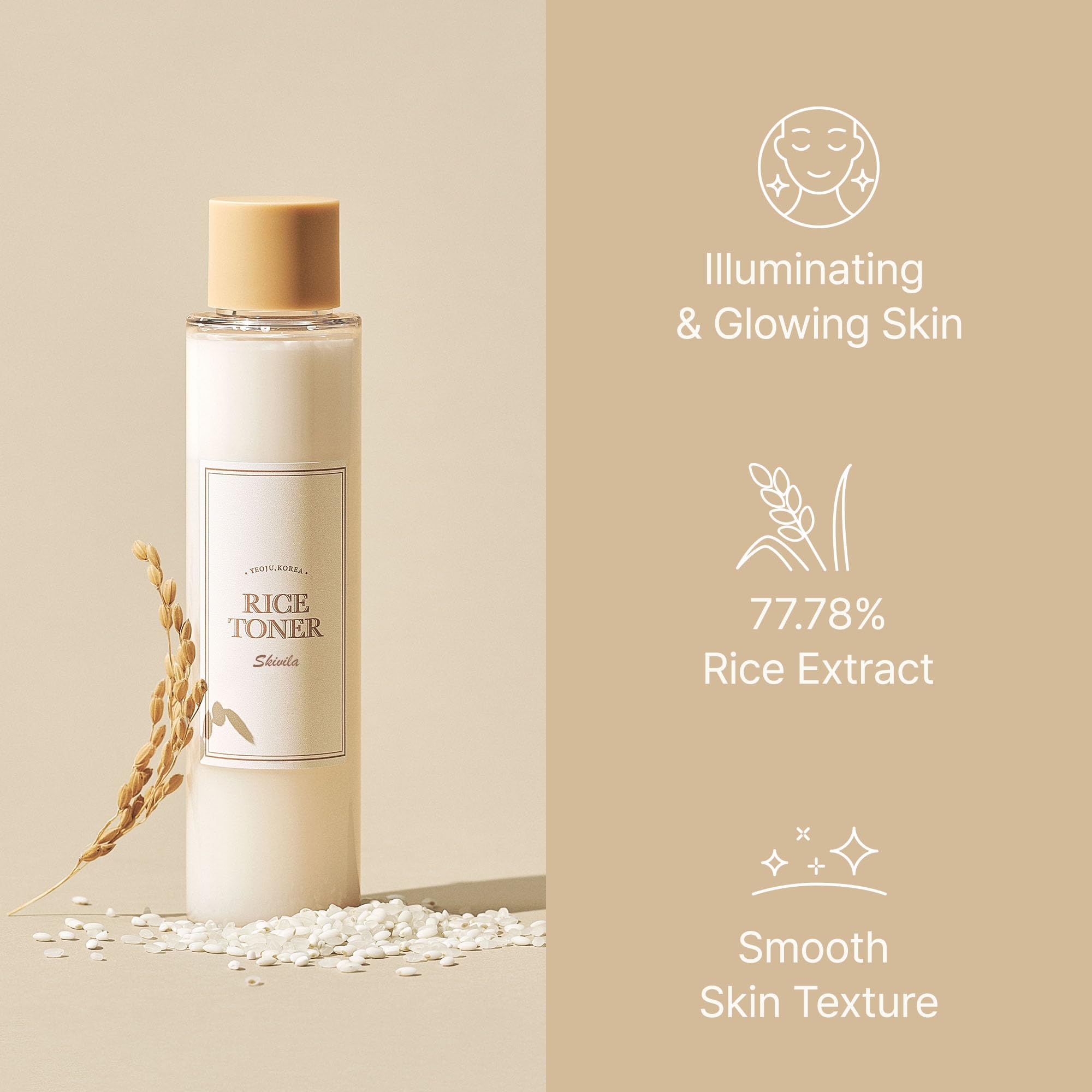 SKIVILA Rice Toner - 77.78% Rice Glow Essence with Niacinamide for Hydrating & Brightening Dry, Dull, Combination Skin | Milky Toner for Glowing Complexion | Perfect for Daily Skincare Routine & Nighttime Hydration - 100ml