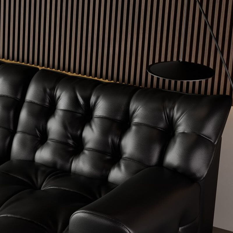 Black L-Shape Sofa Chaise with Tufted Back & Button Details - Modern Living Room Furniture for Small Spaces & Apartments