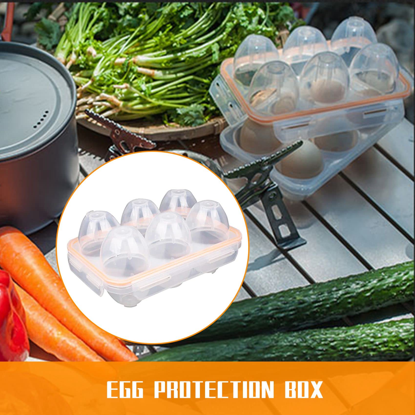Shockproof & Leakproof Portable Egg Container for Camping - 6 Egg Storage Case Holder - Perfect for Outdoor Adventures, Picnics & Travel