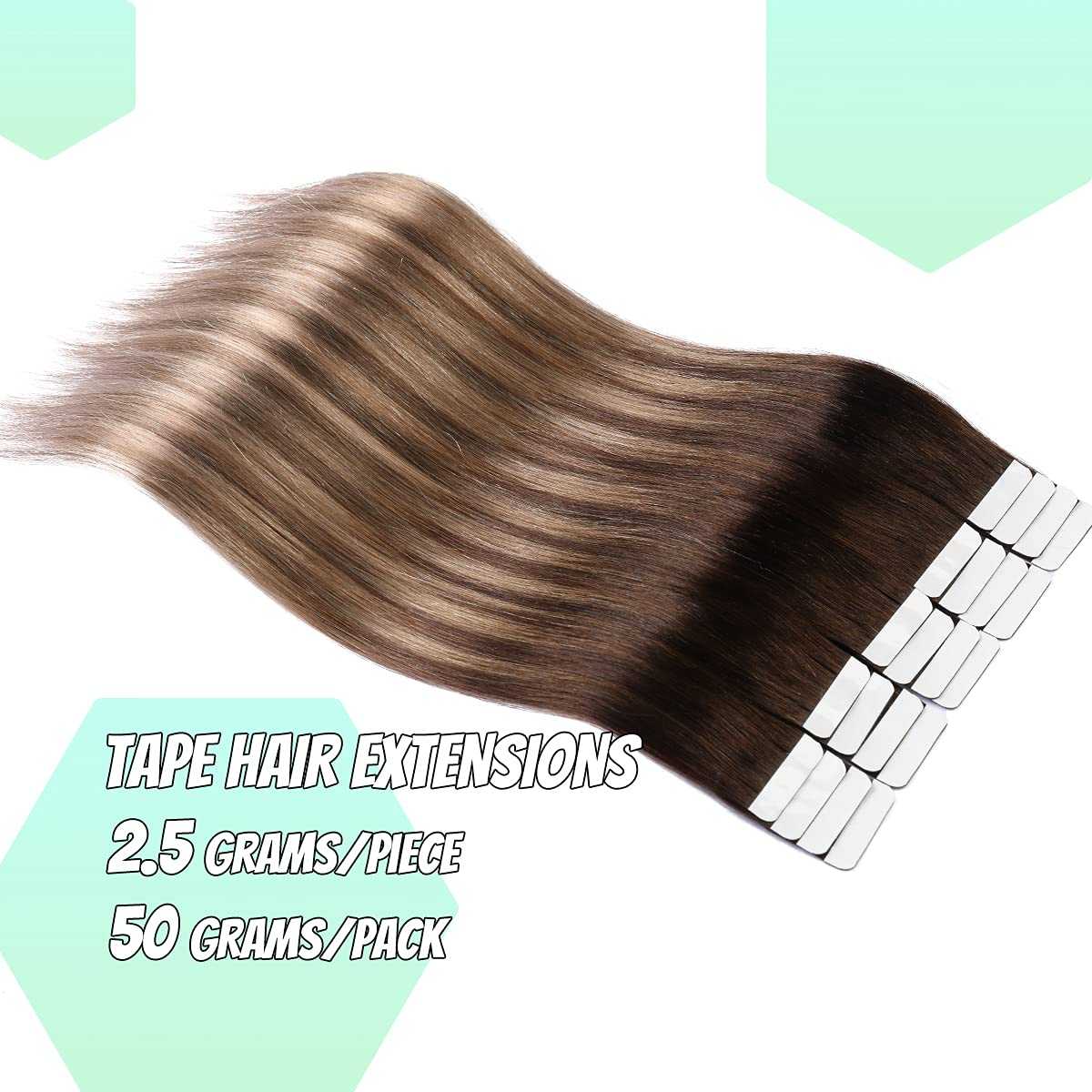 20 Pcs 50 Grams Tape in Human Hair Extensions - Remy Hair for Natural Look & Volume - Perfect for Daily Wear, Parties & Special Occasions
