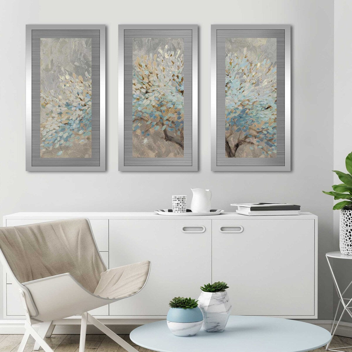 3-Piece Silver Aluminum Wall Art Prints - A Thousand Silver Lifetimes - Perfect for Living Room, Bedroom & Office Decor