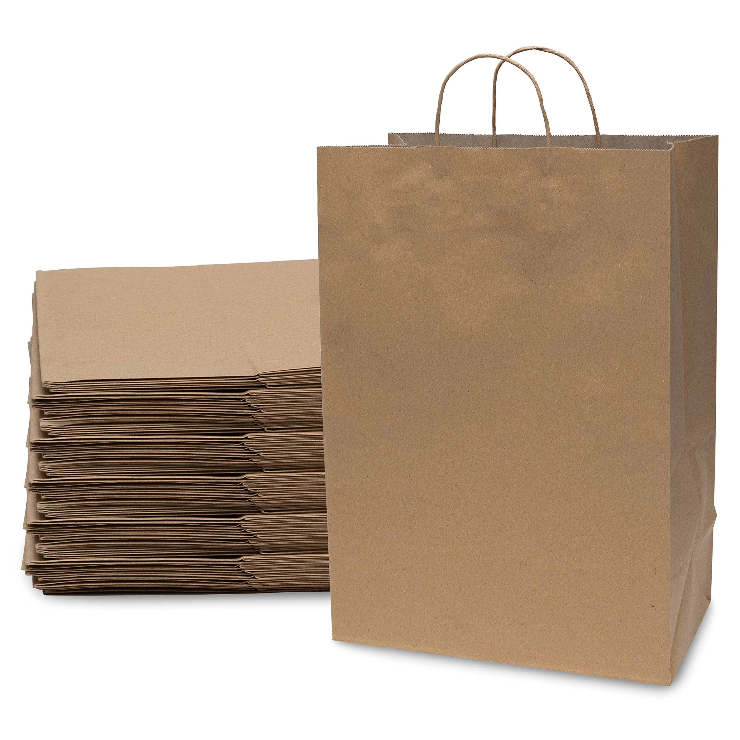 Eco-Friendly Brown Kraft Paper Gift Bags with Handles - 12x7x17 Inch Bulk Shopping Bags for Boutique, Retail & Small Business (250 Pieces/Case) - Perfect for Grocery Shopping, Party Favors & Gift Packaging