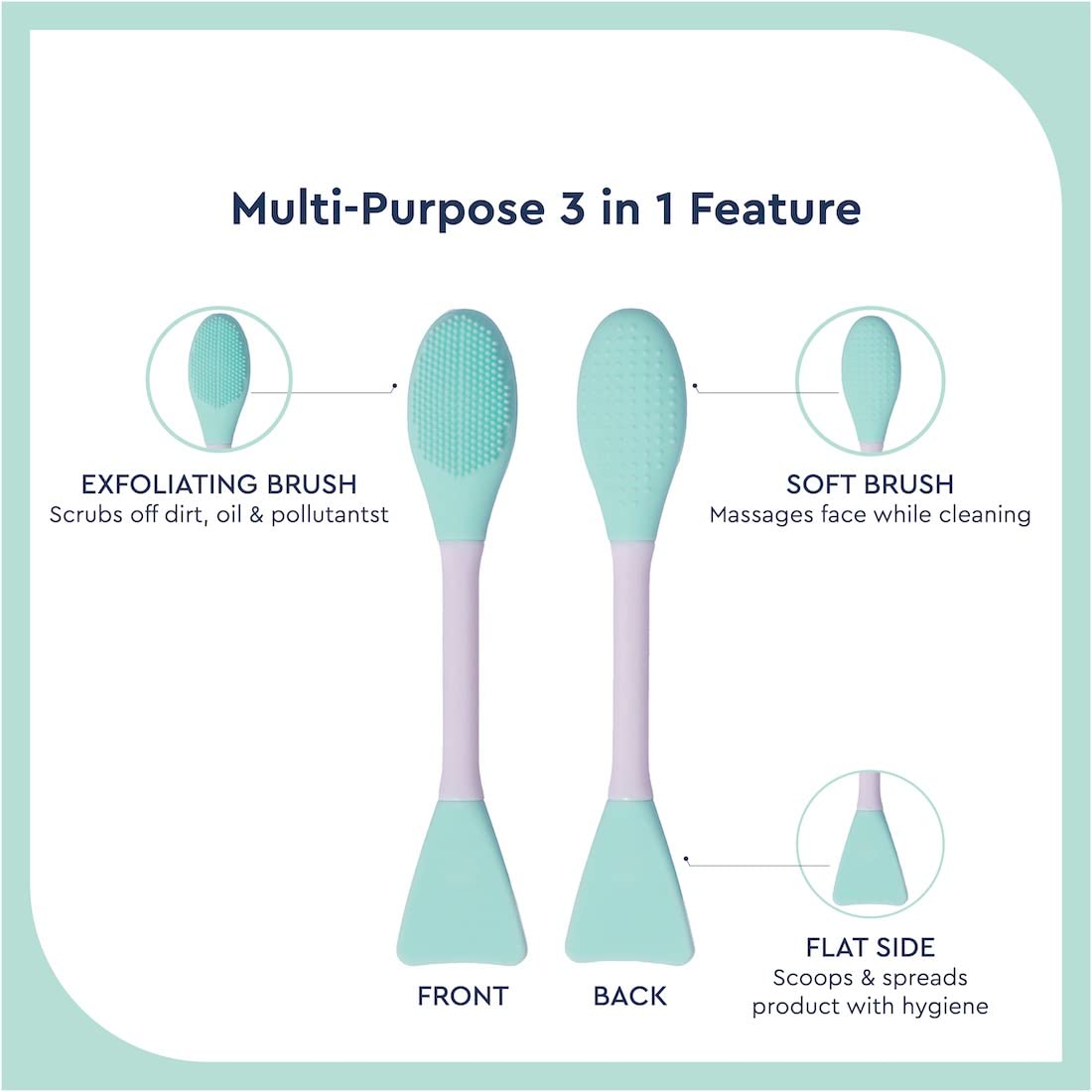 Lenon Pack Silicone Face Scrubber - 3-in-1 Facial Cleansing Brush for Pore Cleansing, Gentle Exfoliation & Blackhead Removal | Handheld Face Wash Brush (2 Pack) | Perfect for Daily Skincare Routine & Travel
