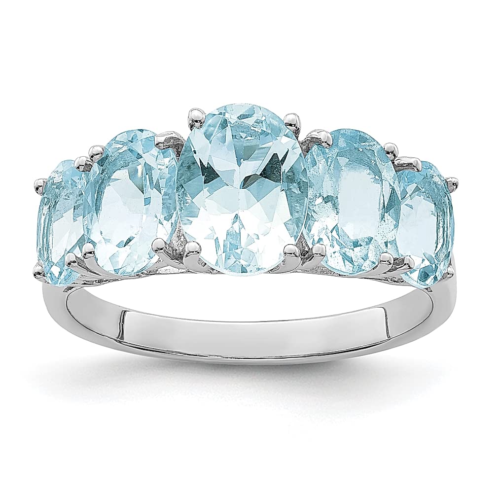 925 Sterling Silver Aqua Band Ring with Love Gemstone - Elegant Women's Fine Jewelry for Anniversary, Valentine's Day & Birthday Gifts - Perfect for Everyday Wear, Date Nights & Special Occasions