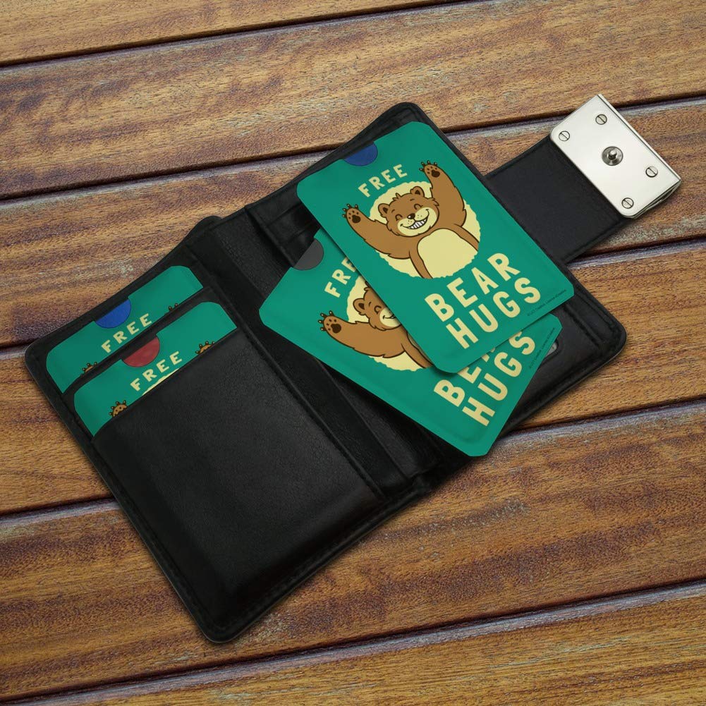 Funny Bear Hugs RFID Blocking Credit Card Holder - Set of 4 Slim Wallet Protectors for Contactless Security | Perfect for Travel, Work & Everyday Use
