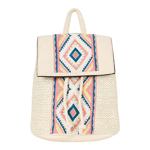 Rhombus Embroidery Beige Mini