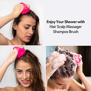LUXURIA Hair Scalp Massager Shampoo Brush - Eco-Friendly Silicone Bristles for Dandruff Removal & Hair Loss Prevention | Scalp Exfoliator & Scrubber for Men & Women | Perfect for Relaxing Head Massage & Hair Washing (Pink Dotted)