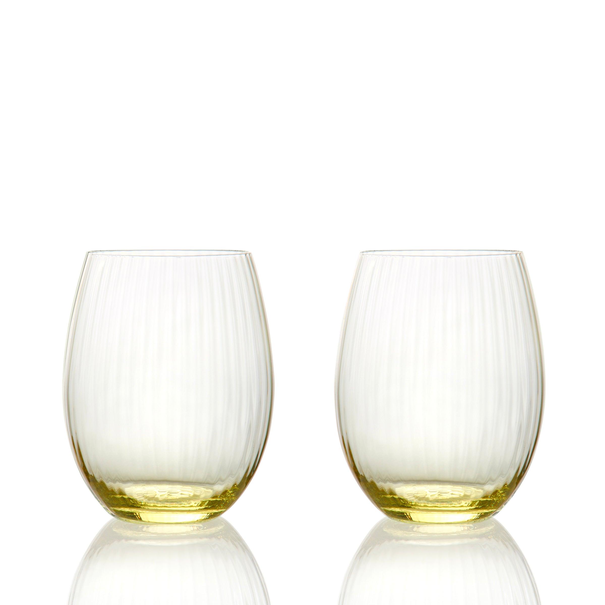 Quinn Citrine Glass Tumblers - 12oz Crystal Clear Drinking Cups for Water, Juice & Cocktails - Perfect for Home, Parties & Outdoor Gatherings