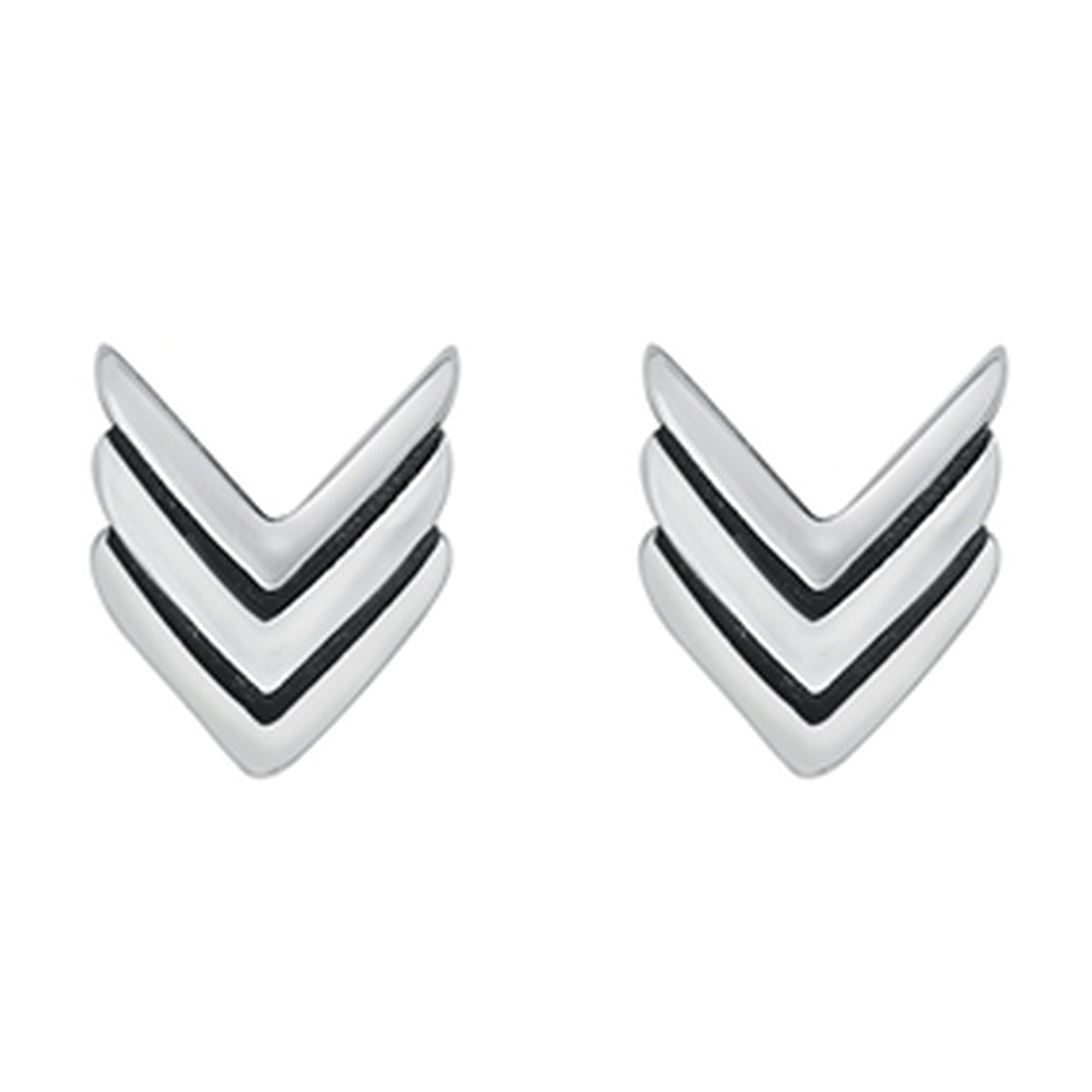 925 Sterling Silver Chevron Stud Push Back Earrings for Women - Hypoallergenic Fashion Jewelry Gift for Her - Perfect for Parties, Weddings & Everyday Wear