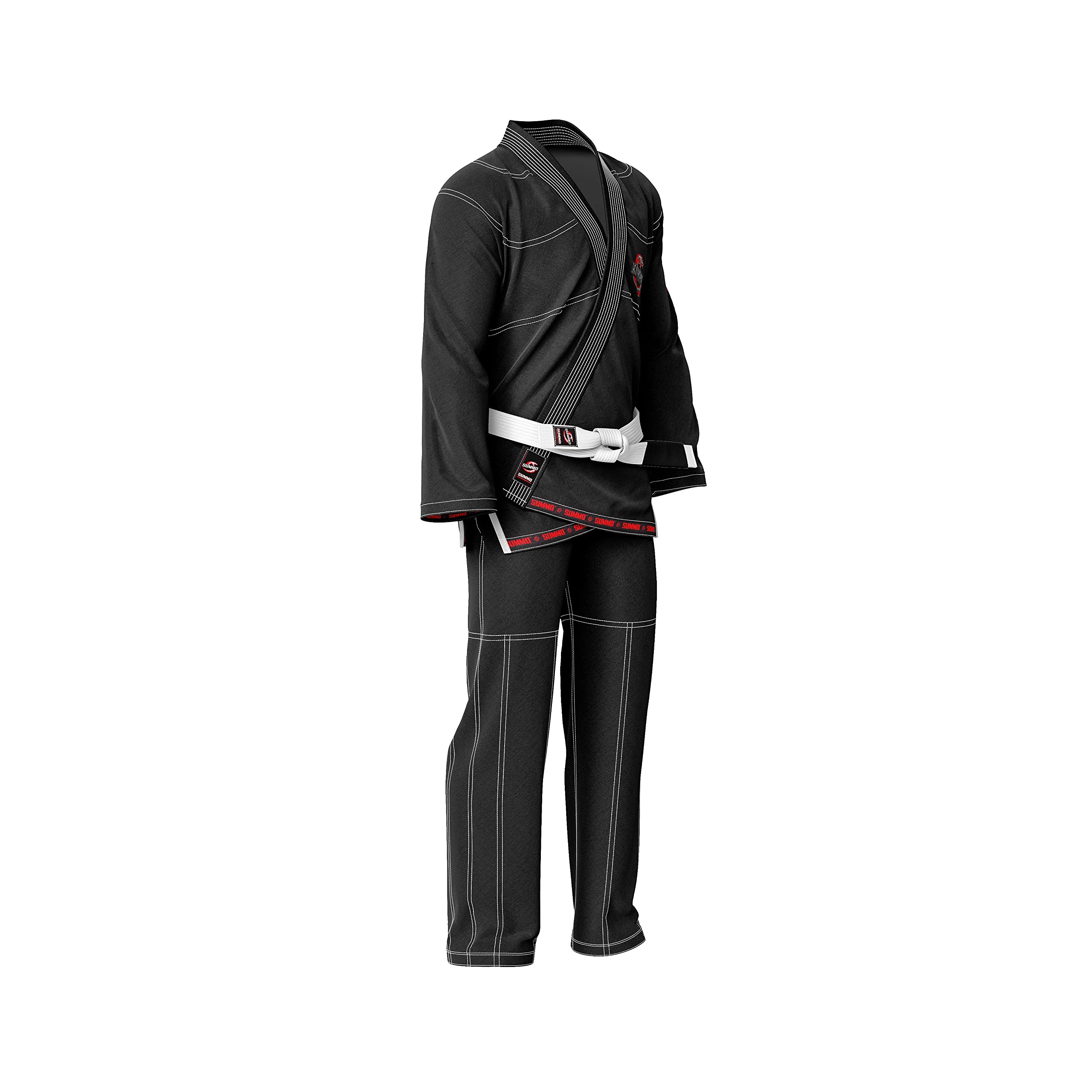 Summo Palestine Black BJJ Gi - Premium Brazilian Jiu-Jitsu Uniform for Training & Competition - Lightweight & Durable for MMA, Grappling & No-Gi Sessions
