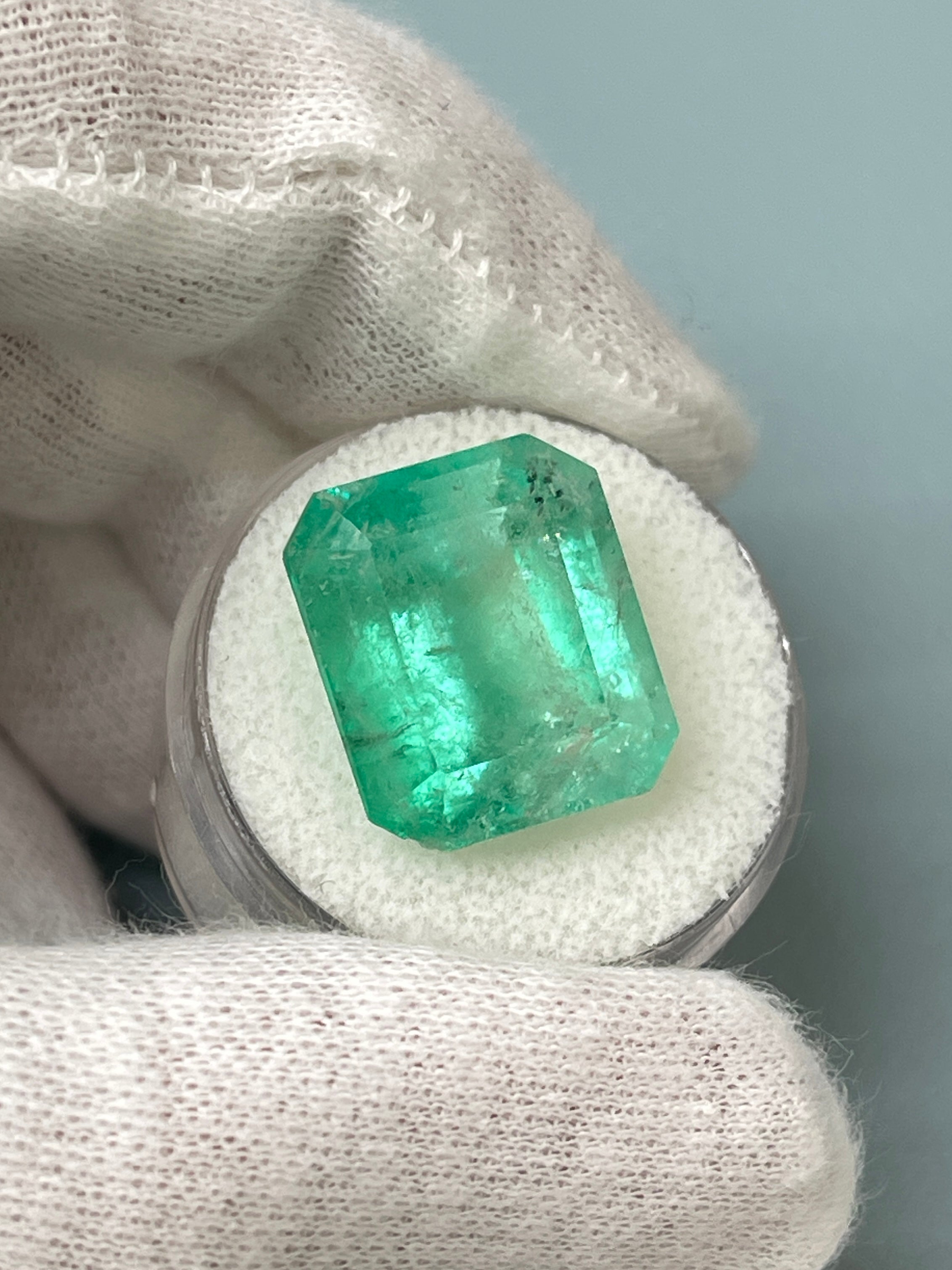 17.64 Carat Loose Colombian Emerald - 17x14.5mm Earthy Green Emerald Cut Gemstone for Jewelry Making & Engagement Rings