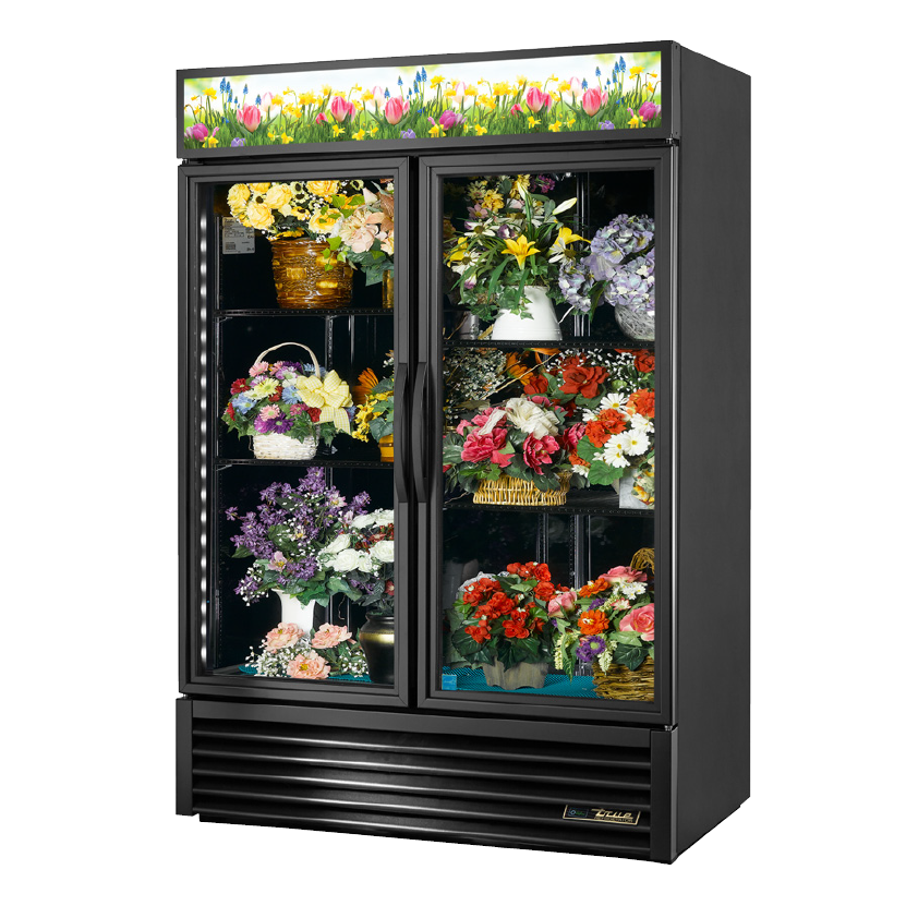 True 54 Floral Merchandiser with 2 Glass Doors - GDM-49FC-HC Commercial Refrigerator for Flower Shops & Florists | Perfect for Retail Display and Fresh Flower Storage