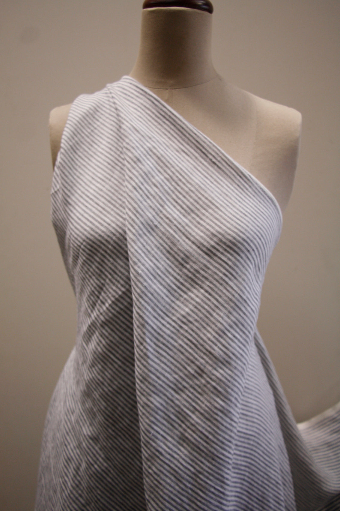 Premium Ash Stripe Washed Linen Fabric - Soft & Breathable Natural Material for Clothing, Dresses, Curtains & Home Decor
