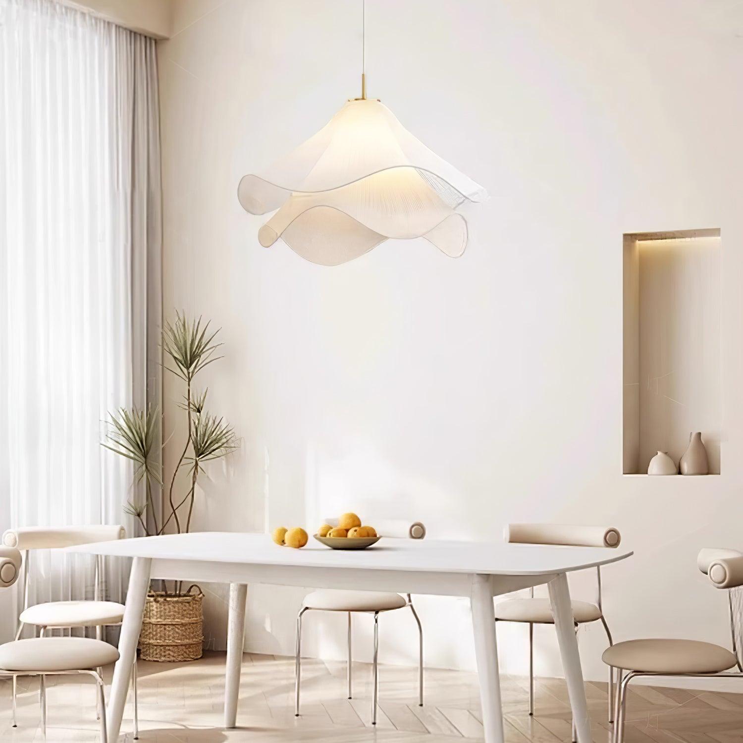 Ethereal Bloom Plug-in Pendant Light - Modern Floral Glass Ceiling Fixture for Dining Room, Bedroom, and Living Room Decor