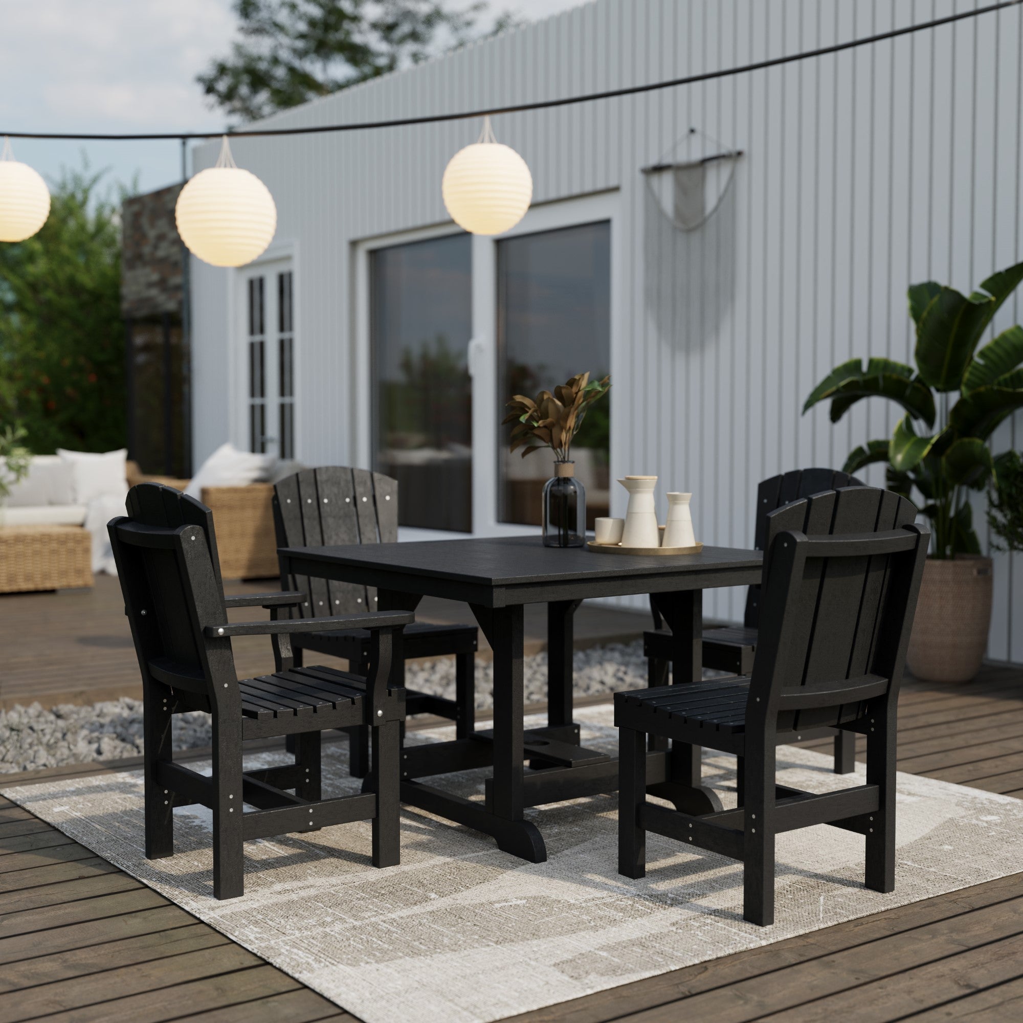 Heritage 5-Piece 44x44 Inch Square Outdoor Dining Set with Cushions - Perfect for Patio, Garden, and Backyard Entertaining